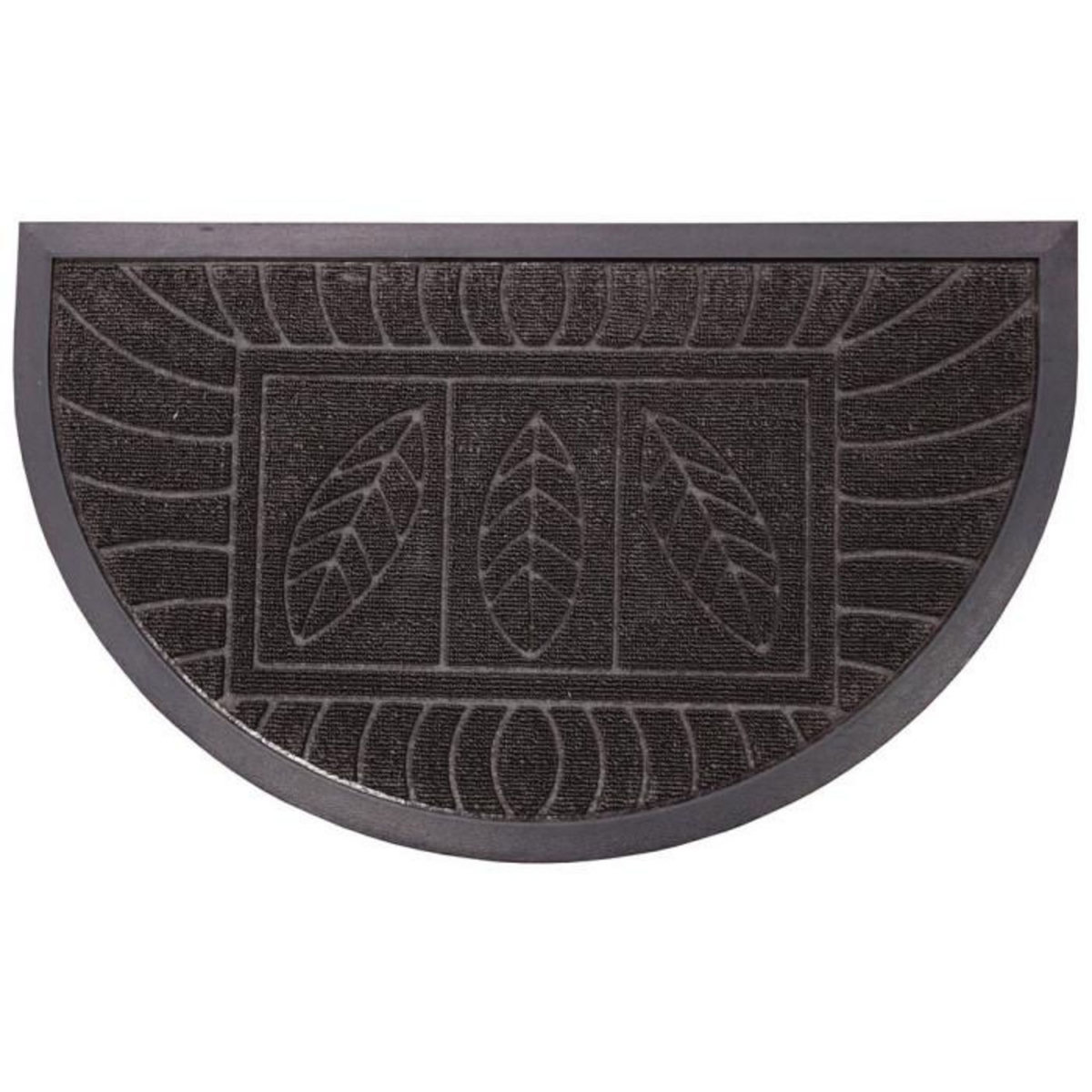 Paris Prix Tapis d'Entrée Demi-Lune  Feuilles  45x75cm Noir