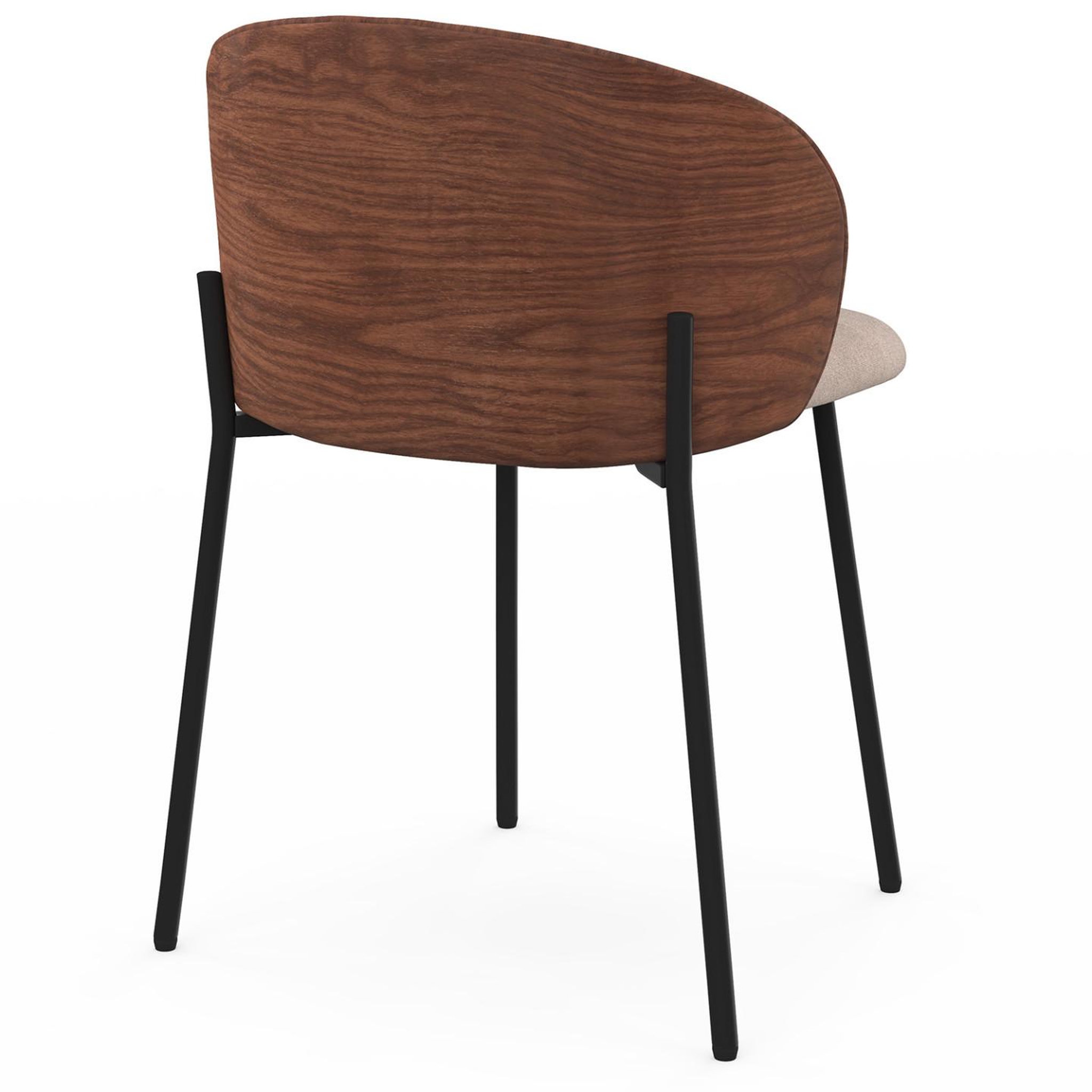 Voir la diapositive 4 : ID MARKET Lot de 4 chaises PENNY en tissu taupe et dossier effet noyer pour salle à manger