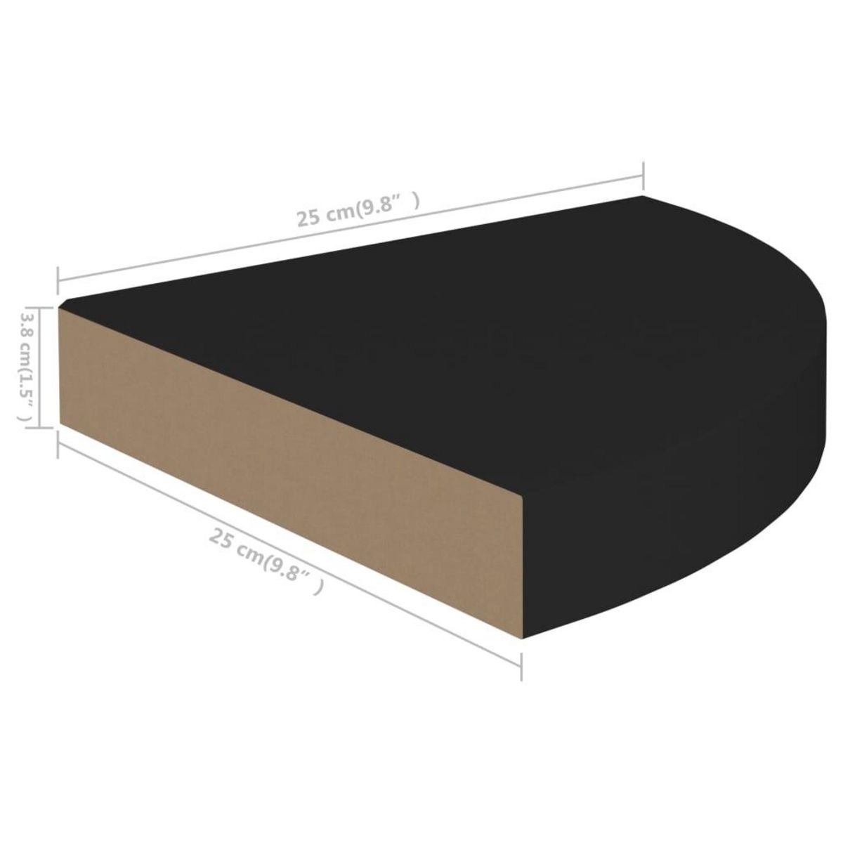 VIDAXL Etageres d'angle flottantes 2 pcs noir 25x25x3,8 cm MDF