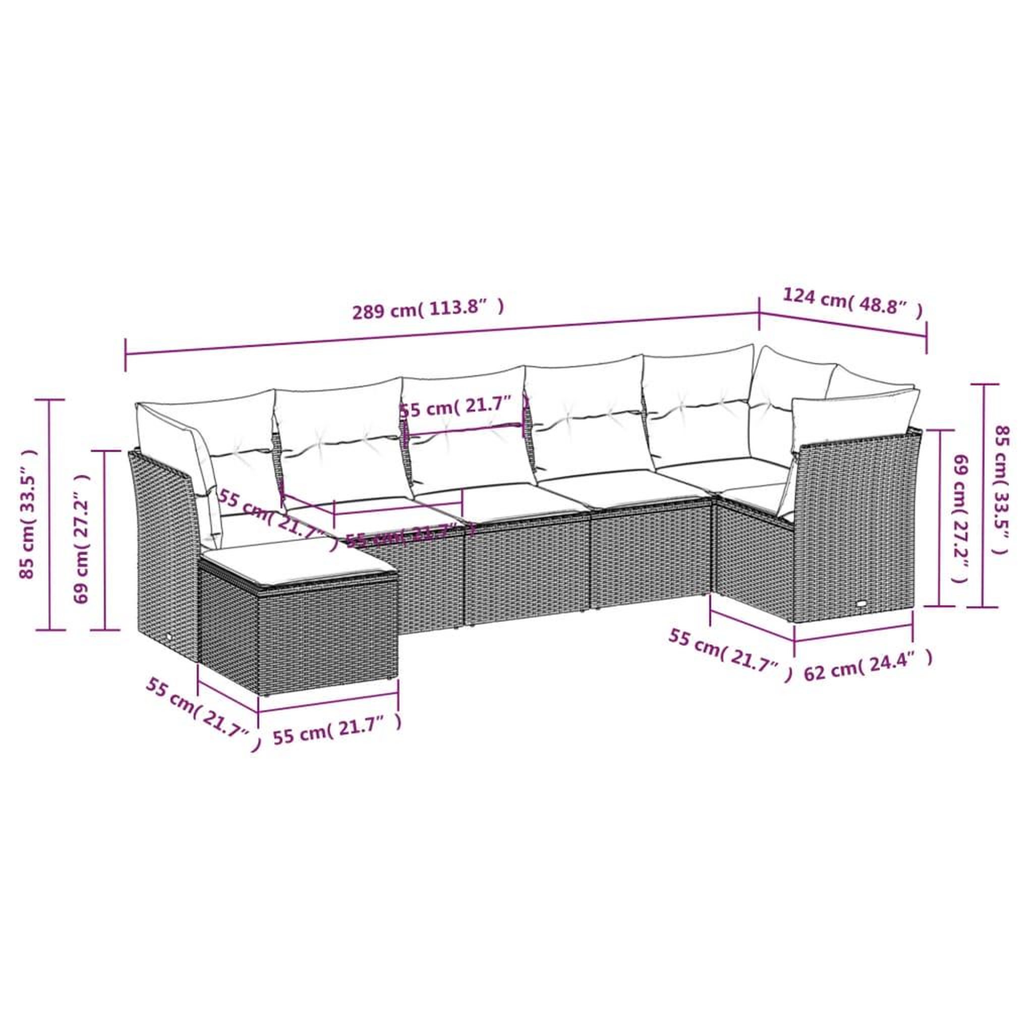 Voir la diapositive 4 : VIDAXL Salon de jardin avec coussins 7 pcs gris resine tressee