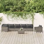 VIDAXL Salon de jardin 8 pcs avec coussins Gris Resine tressee