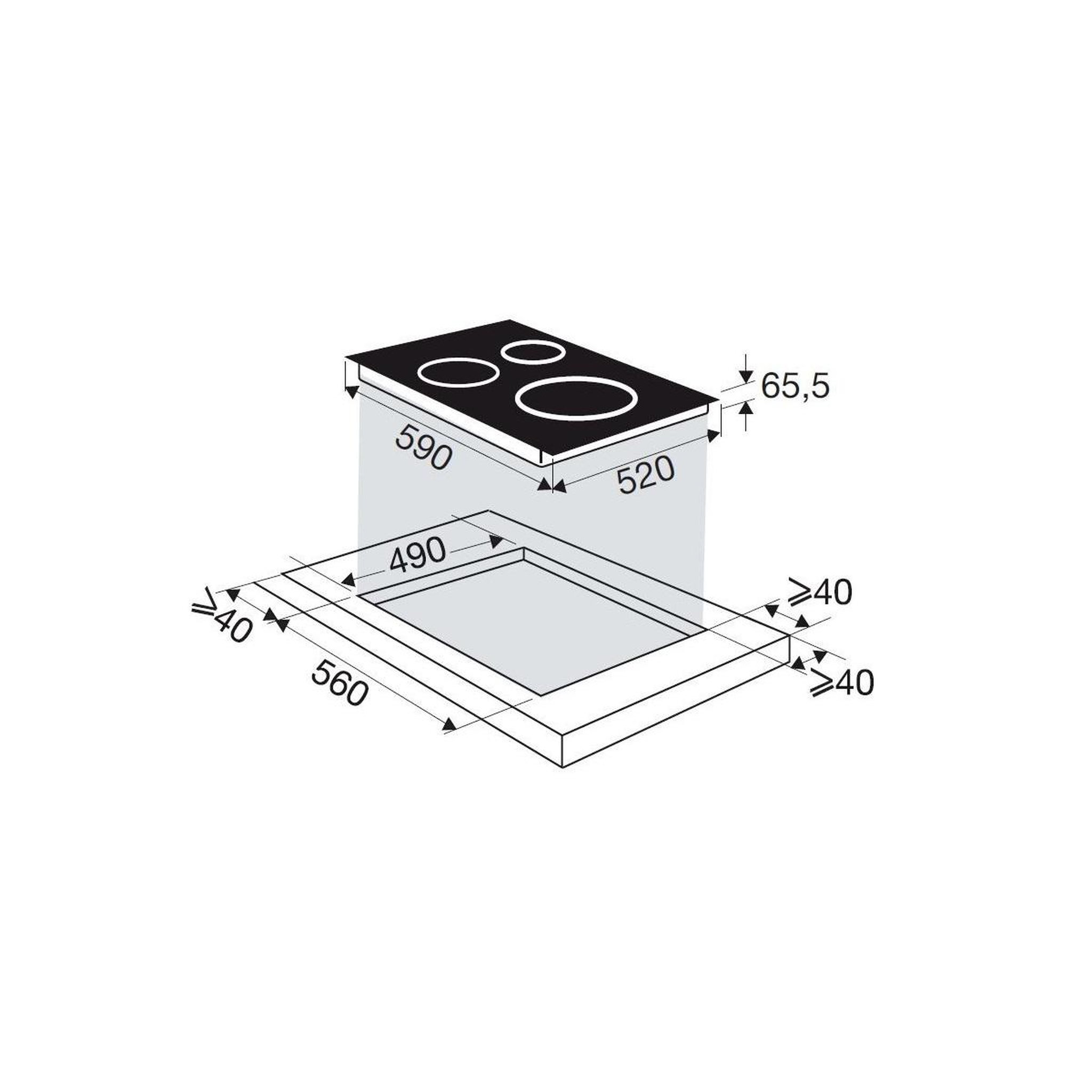Voir la diapositive 5 : BRANDT Table de cuisson à induction 60cm 3 foyers 7200w - bpi6364b