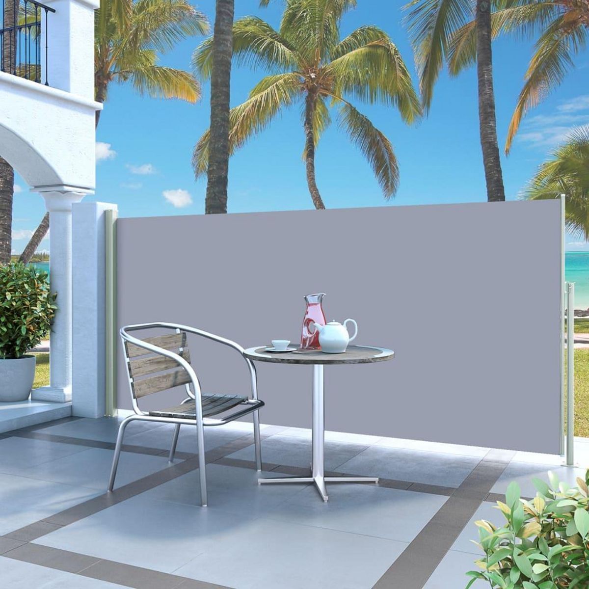 VIDAXL Auvent lateral retractable de patio 140x300 cm Gris