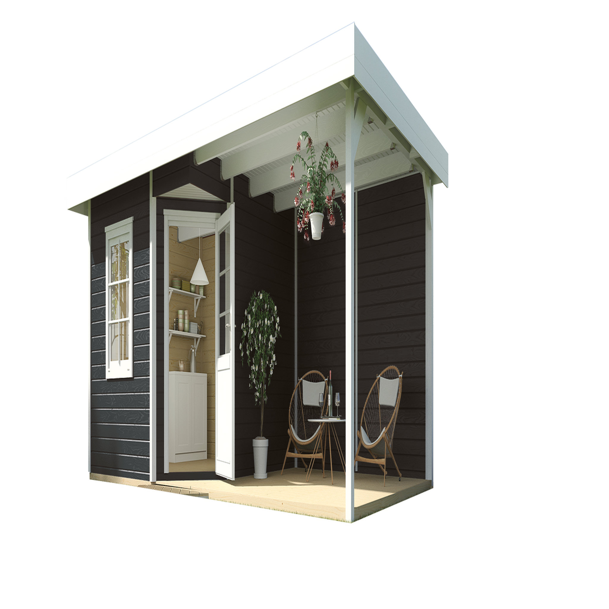 Voir la diapositive 3 : WEKA Abri de jardin bois anthracite - Avec auvent - 12,88m²