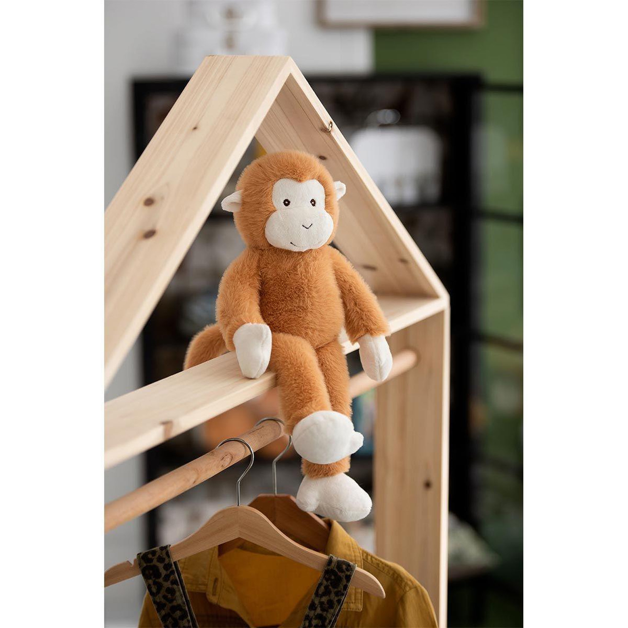 Voir la diapositive 3 : J-LINE Peluche Enfant  Singe  40cm Marron