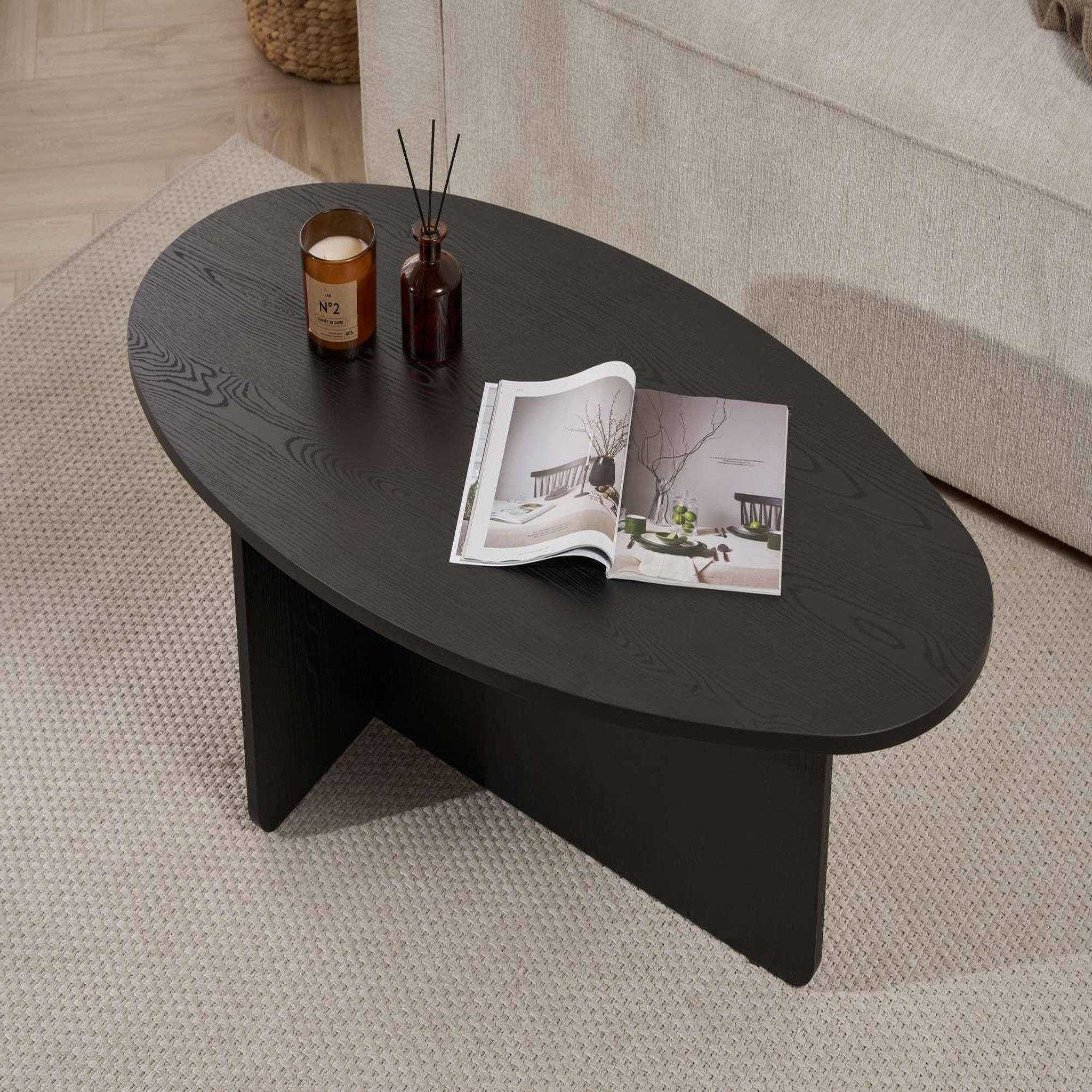 Voir la diapositive 4 : Habitat et Jardin Table basse en bois  orba  - 120 x 65 x 40 cm - bois noir