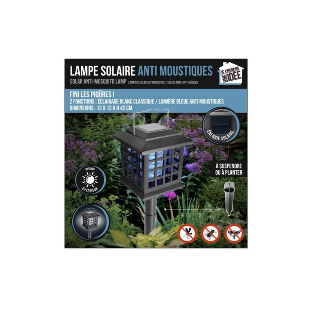 Paris Prix Lampe Solaire Led  Anti Moustiques  42cm Noir