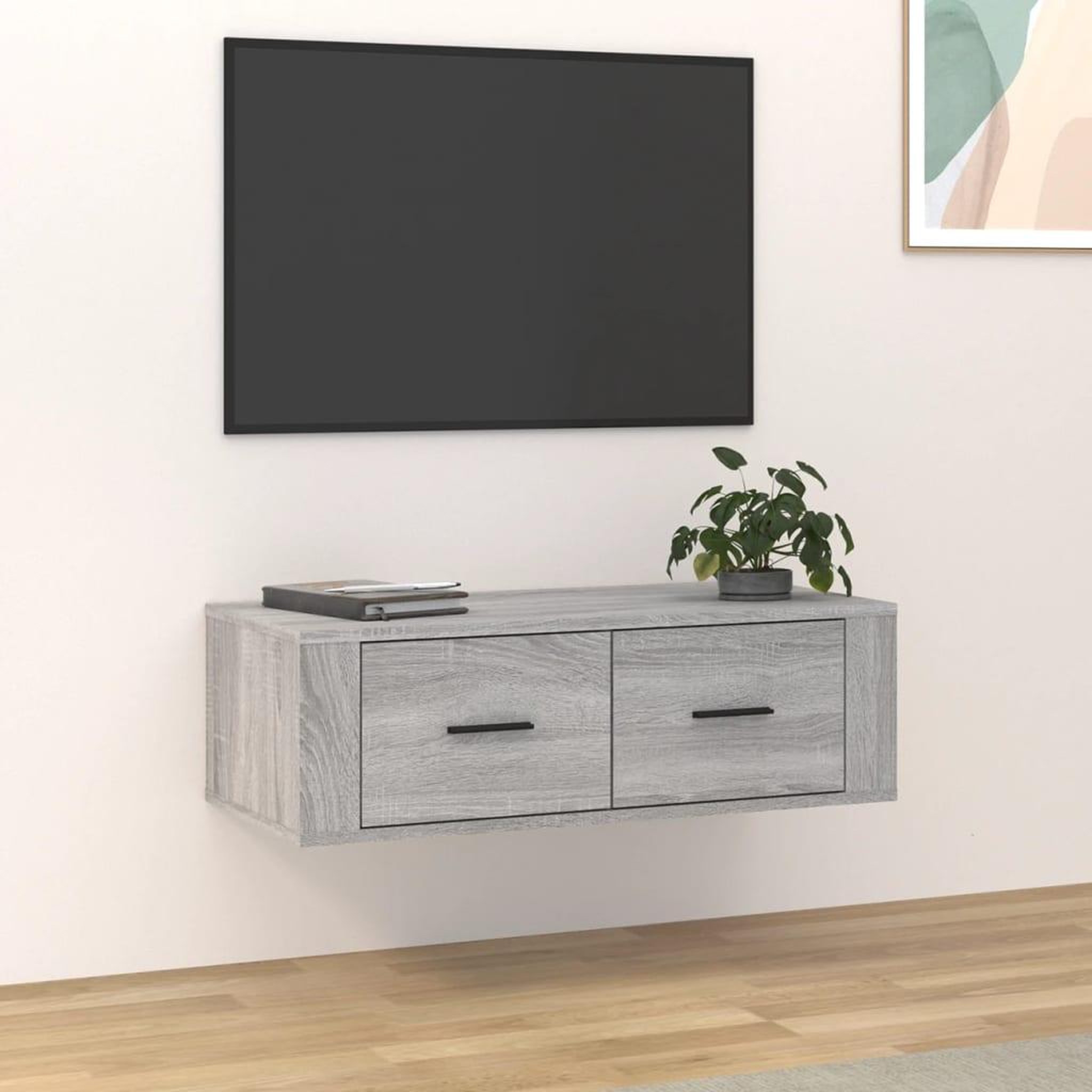 Voir la diapositive 1 : VIDAXL Armoire TV suspendue Sonoma gris 80x36x25 cm Bois d'ingenierie