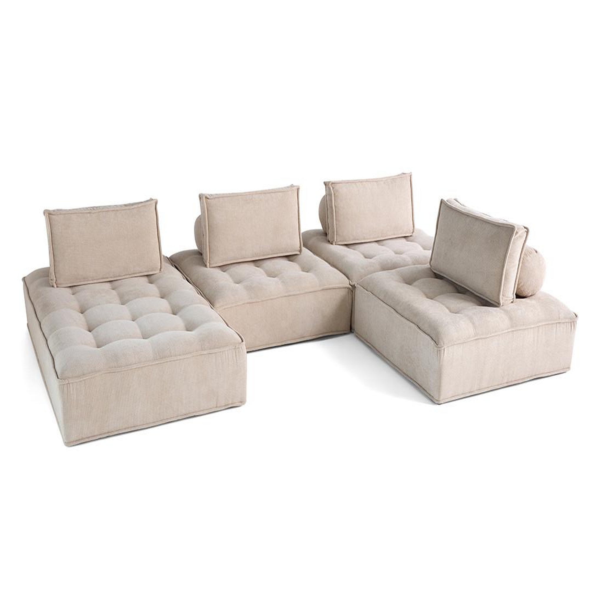 Voir la diapositive 3 : BEST MOBILIER Marisol - canapé panoramique modulable 7 places - velours texturé