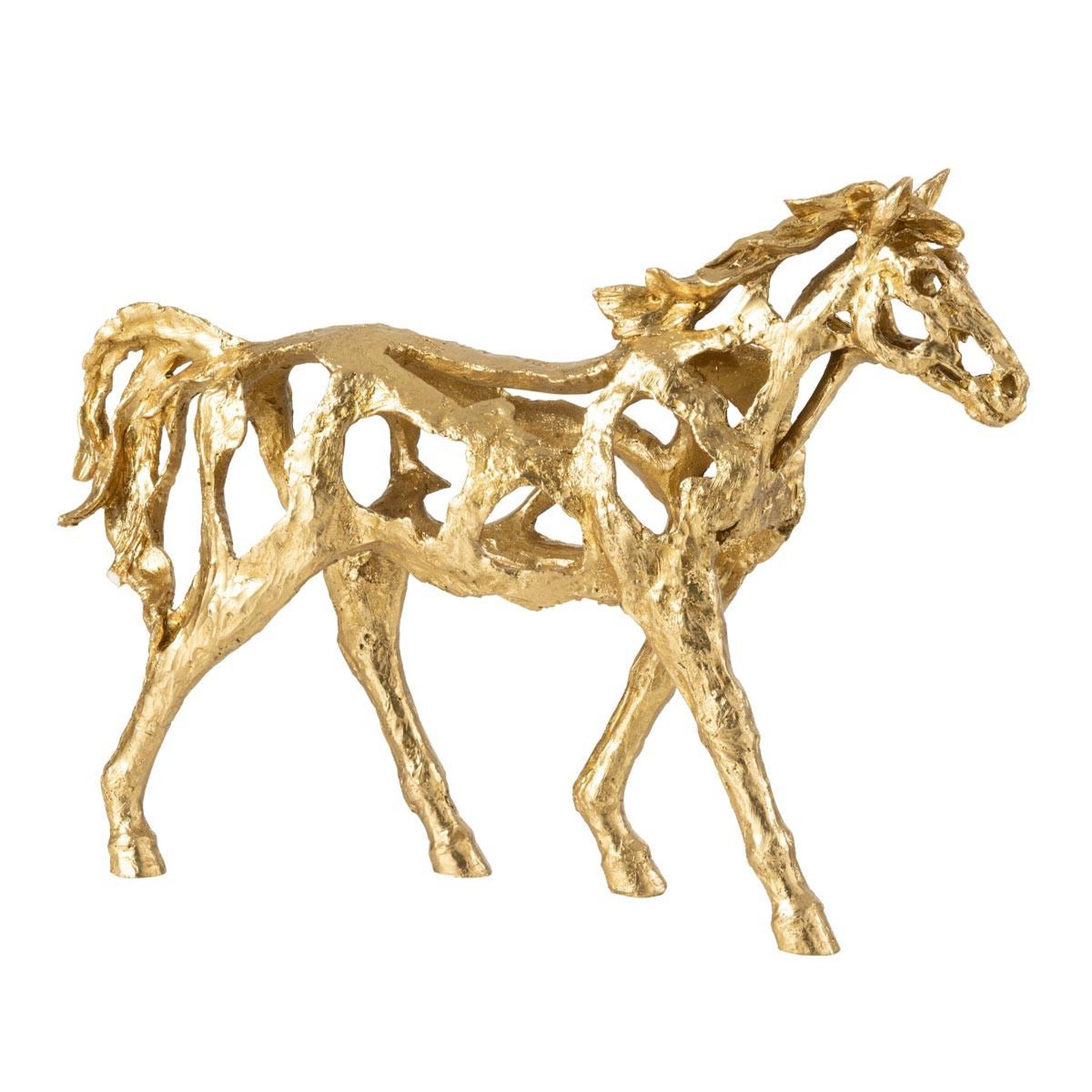 J-LINE Statuette cheval ajouré  hollywood  57cm doré