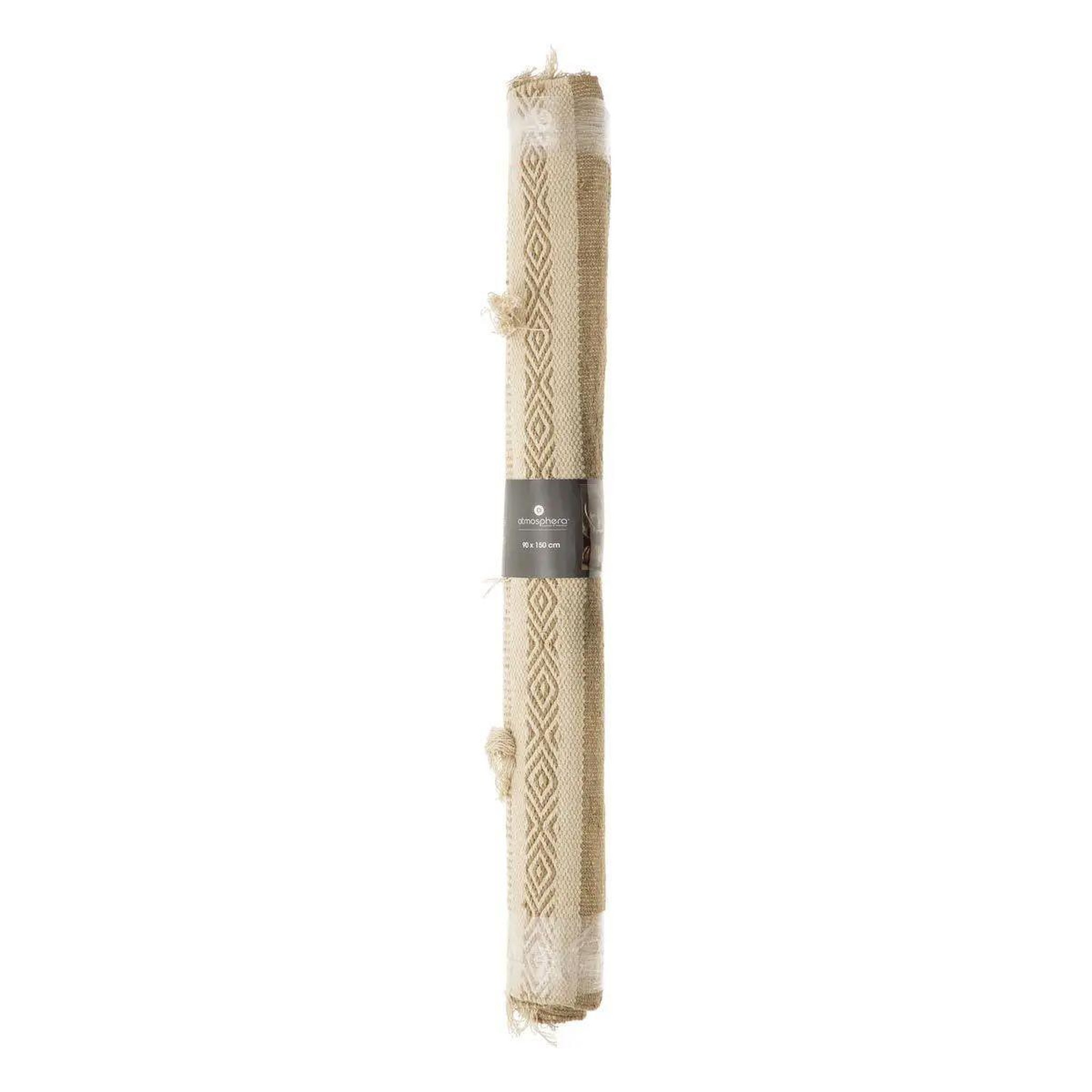 Voir la diapositive 3 : ATMOSPHERA Tapis déco en jute  3d pompons  90x150cm ivoire