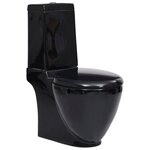 VIDAXL Toilette en ceramique Ronde Ecoulement d'eau au fond Noir