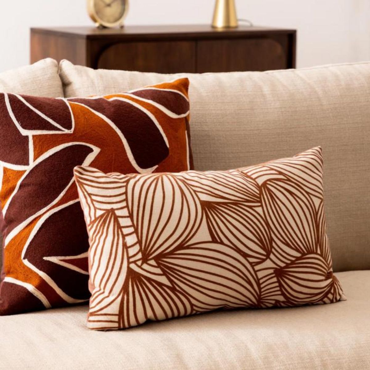 ATMOSPHERA Coussin Déco Floqué  Automne  30x50cm Rouille