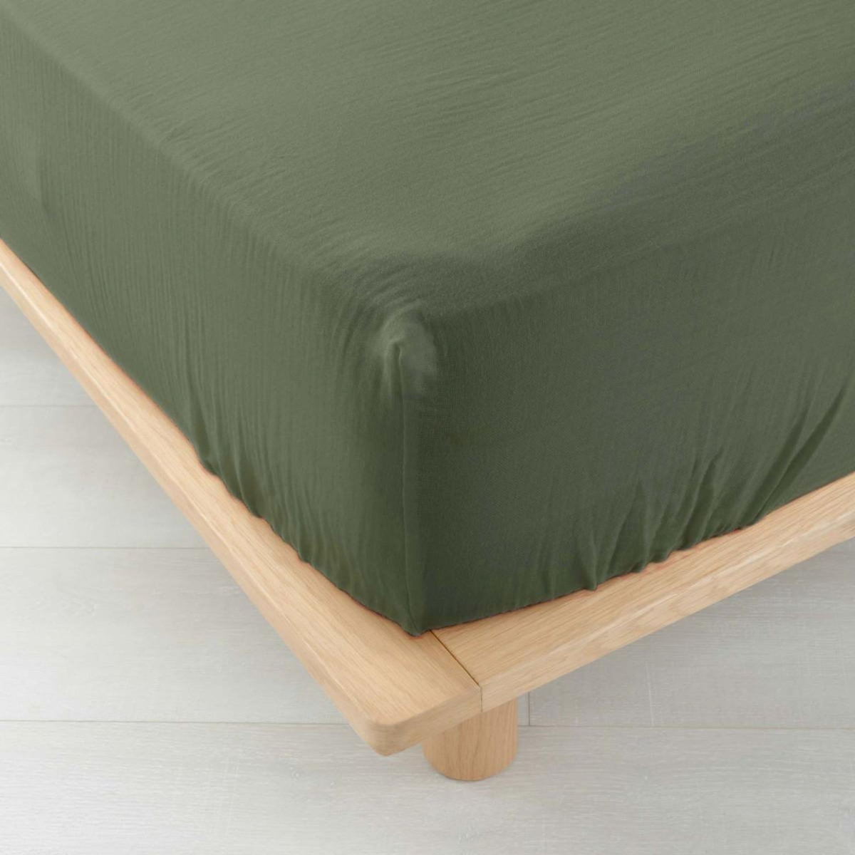 Paris Prix Drap Housse en Gaze de Coton  Angelia  140x190cm Kaki
