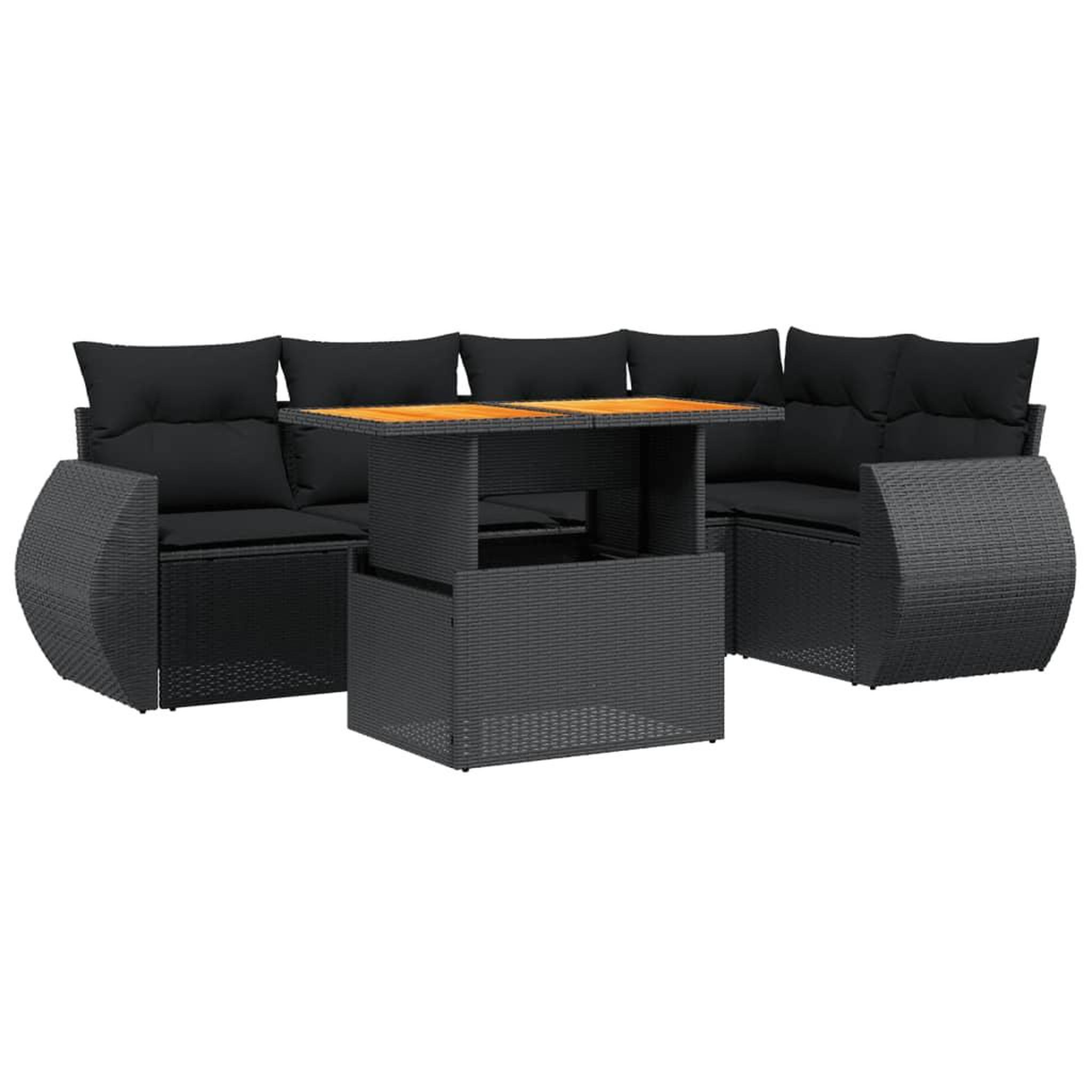 Voir la diapositive 2 : VIDAXL Salon de jardin 6 pcs avec coussins noir resine tressee
