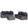 Voir la diapositive 4 : VIDAXL Salon de jardin 7 pcs avec coussins resine tressee gris