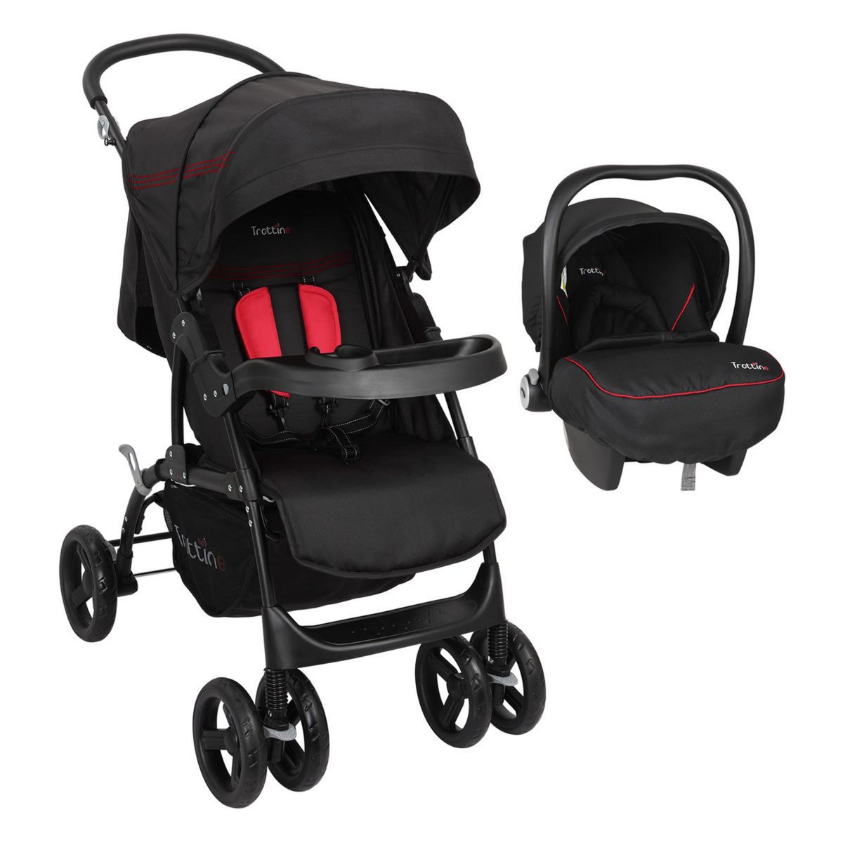 TROTTINE Poussette duo TS Florida tri lines noir rouge