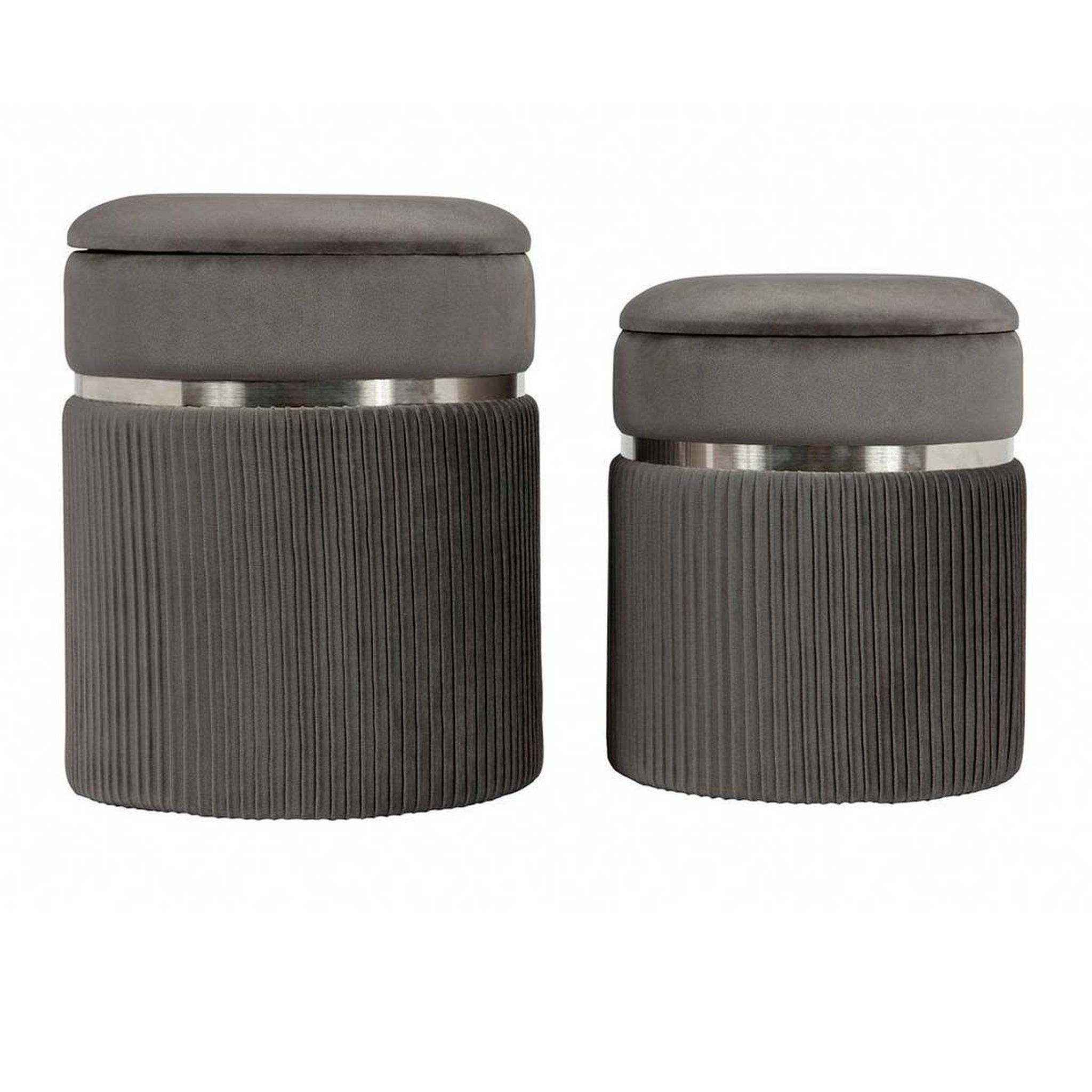 Paris Prix Lot de 2 tabourets  zora  44cm gris & argent