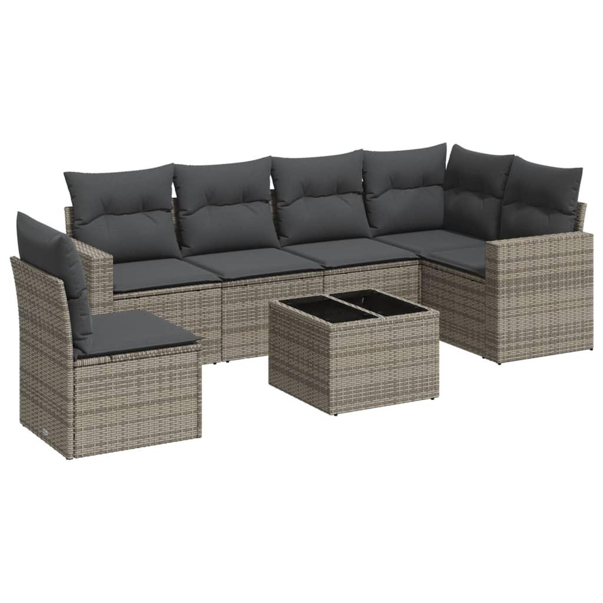 Voir la diapositive 2 : VIDAXL Salon de jardin avec coussins 7 pcs gris resine tressee