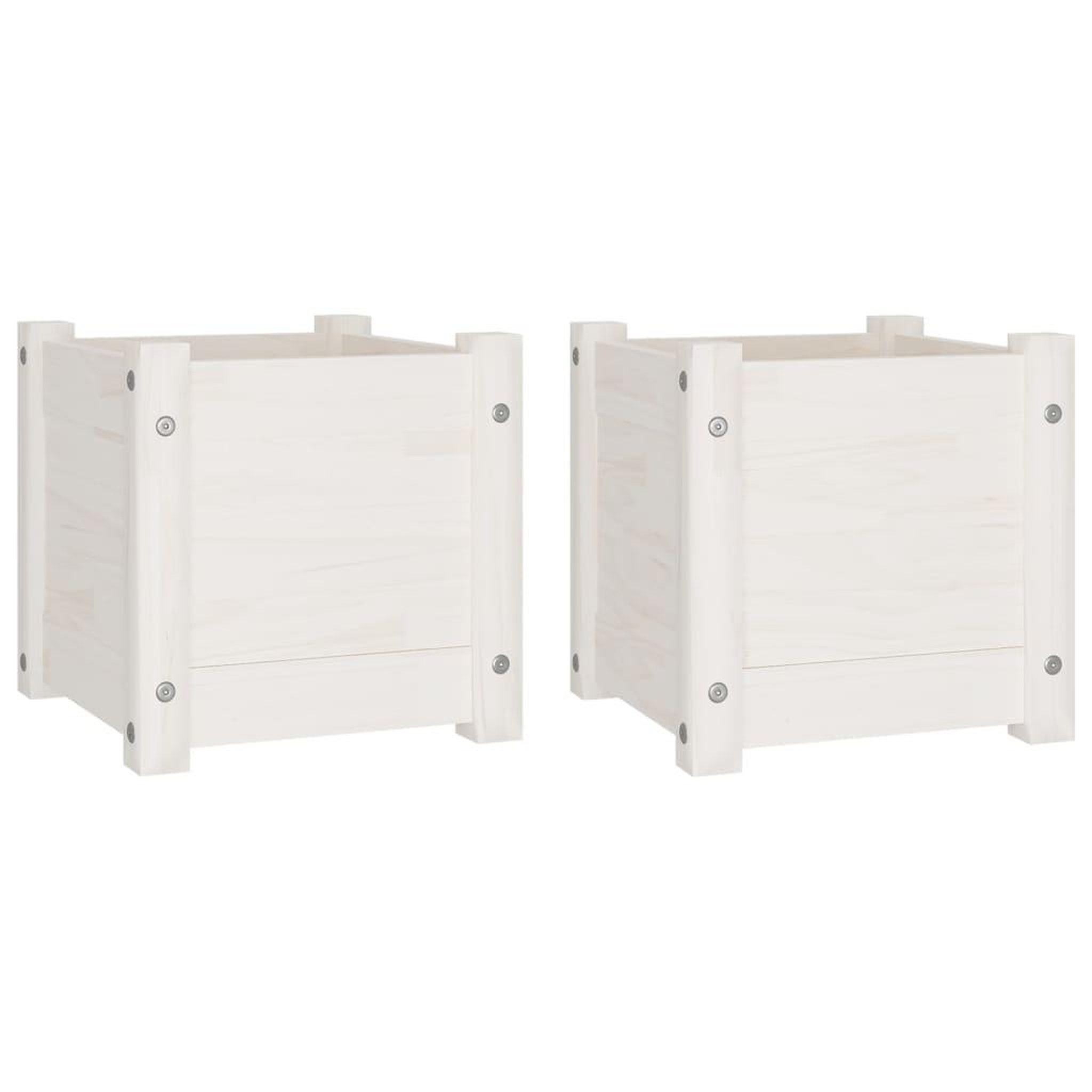 Voir la diapositive 2 : VIDAXL Jardinieres 2 pcs Blanc 31x31x31 cm Bois de pin massif