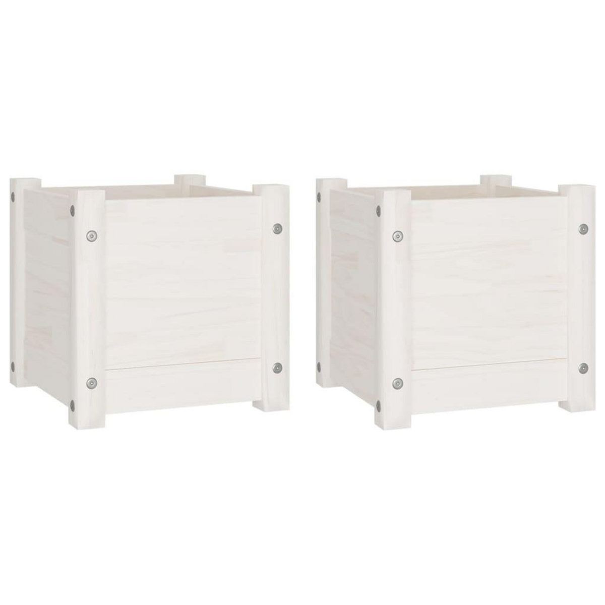 VIDAXL Jardinieres 2 pcs Blanc 31x31x31 cm Bois de pin massif