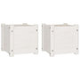 Voir la diapositive 2 : VIDAXL Jardinieres 2 pcs Blanc 31x31x31 cm Bois de pin massif