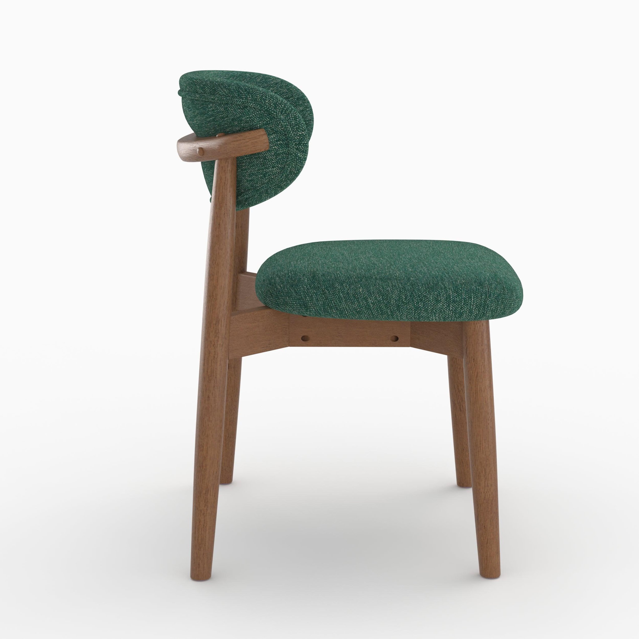Voir la diapositive 6 : MAISON PAVANE Lot de 2 chaises en tissu vert sapin et bois d'hévéa foncé-yuna