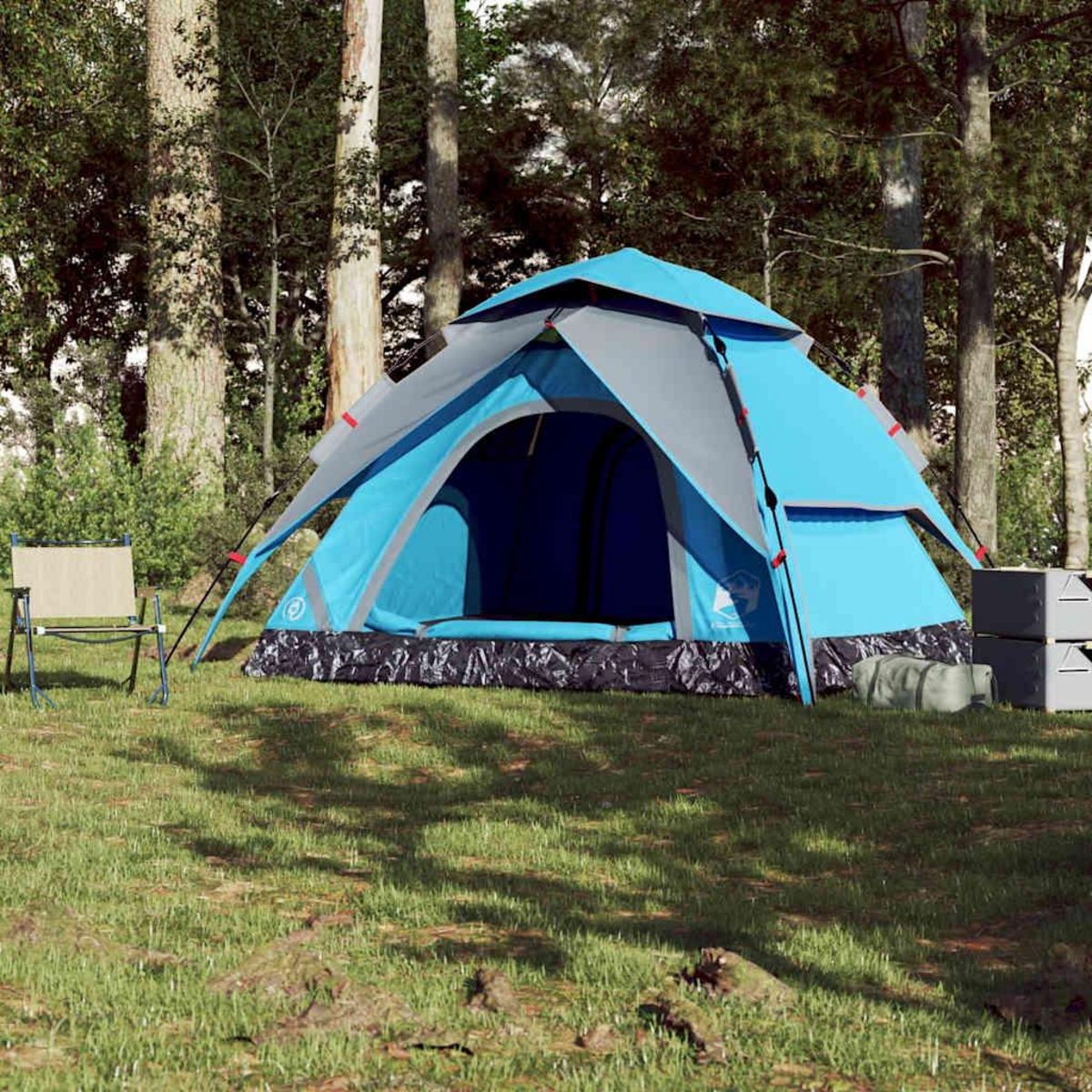 VIDAXL Tente de camping a dome 5 personnes bleu liberation rapide