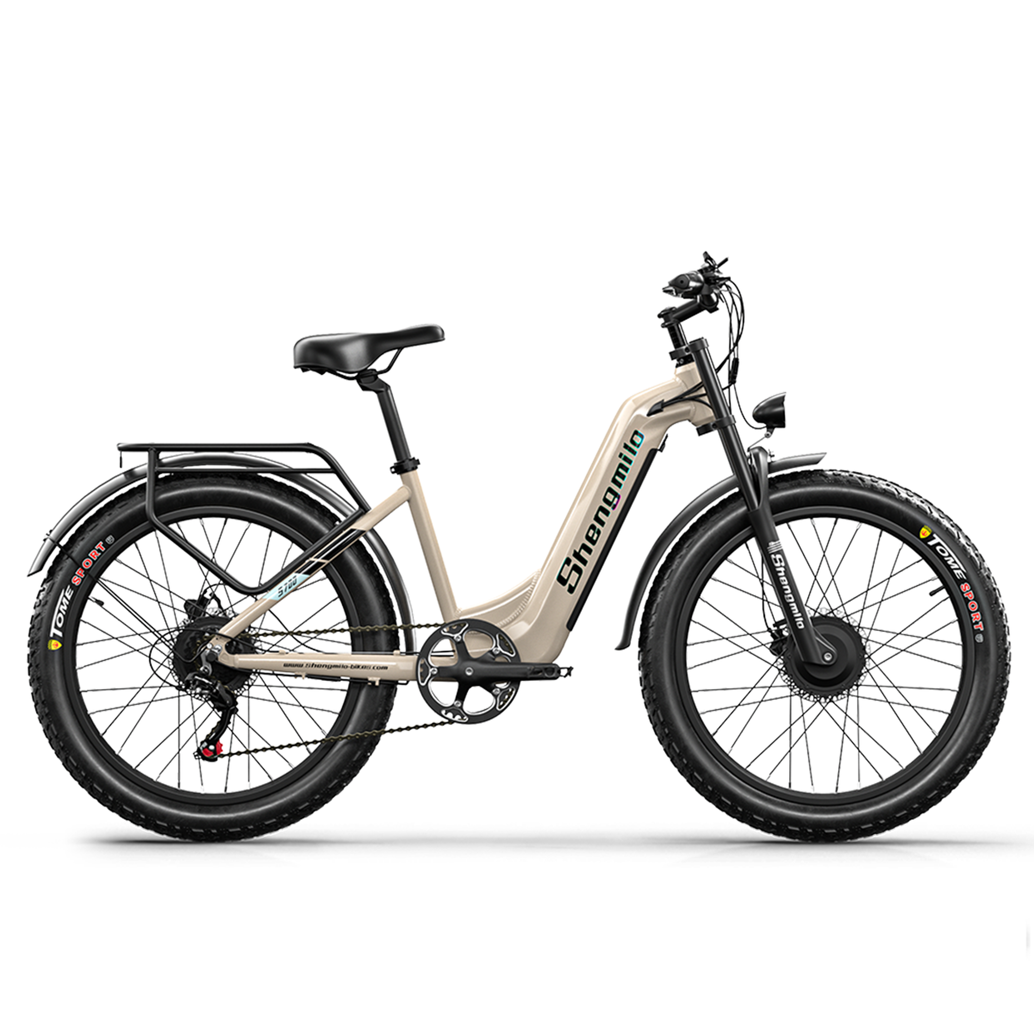 Voir la diapositive 4 : SHENGMILO Shengmilo S700 Vélo électrique de ville à cadre ouvert 26 pouces, pneus larges, double moteur, batterie 48 V 17,5 Ah