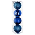 FEERIC LIGHT & CHRISTMAS Lot de 4 Boules de Noël  Colorama  8cm Bleu Nuit