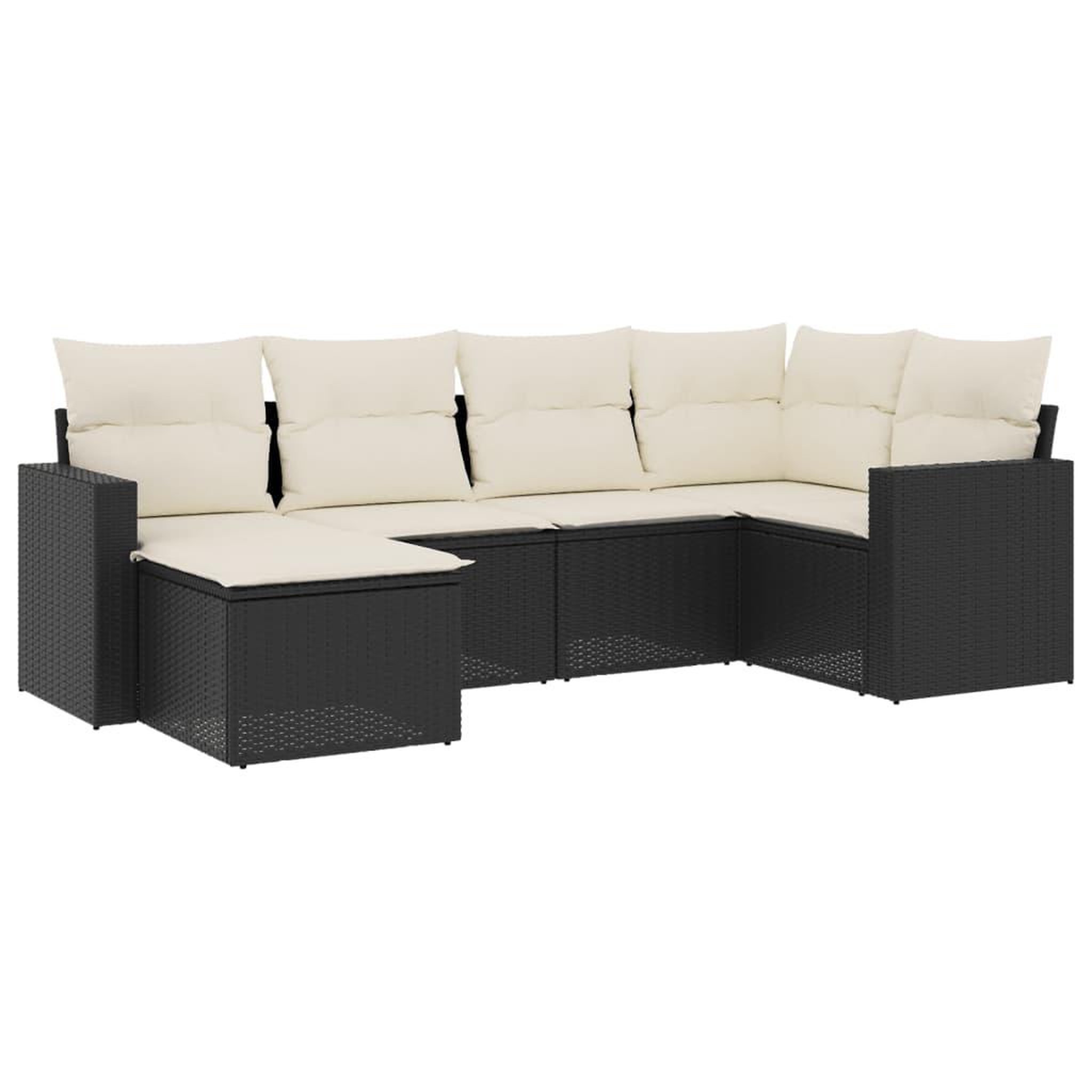 Voir la diapositive 2 : VIDAXL Salon de jardin 6 pcs avec coussins noir resine tressee