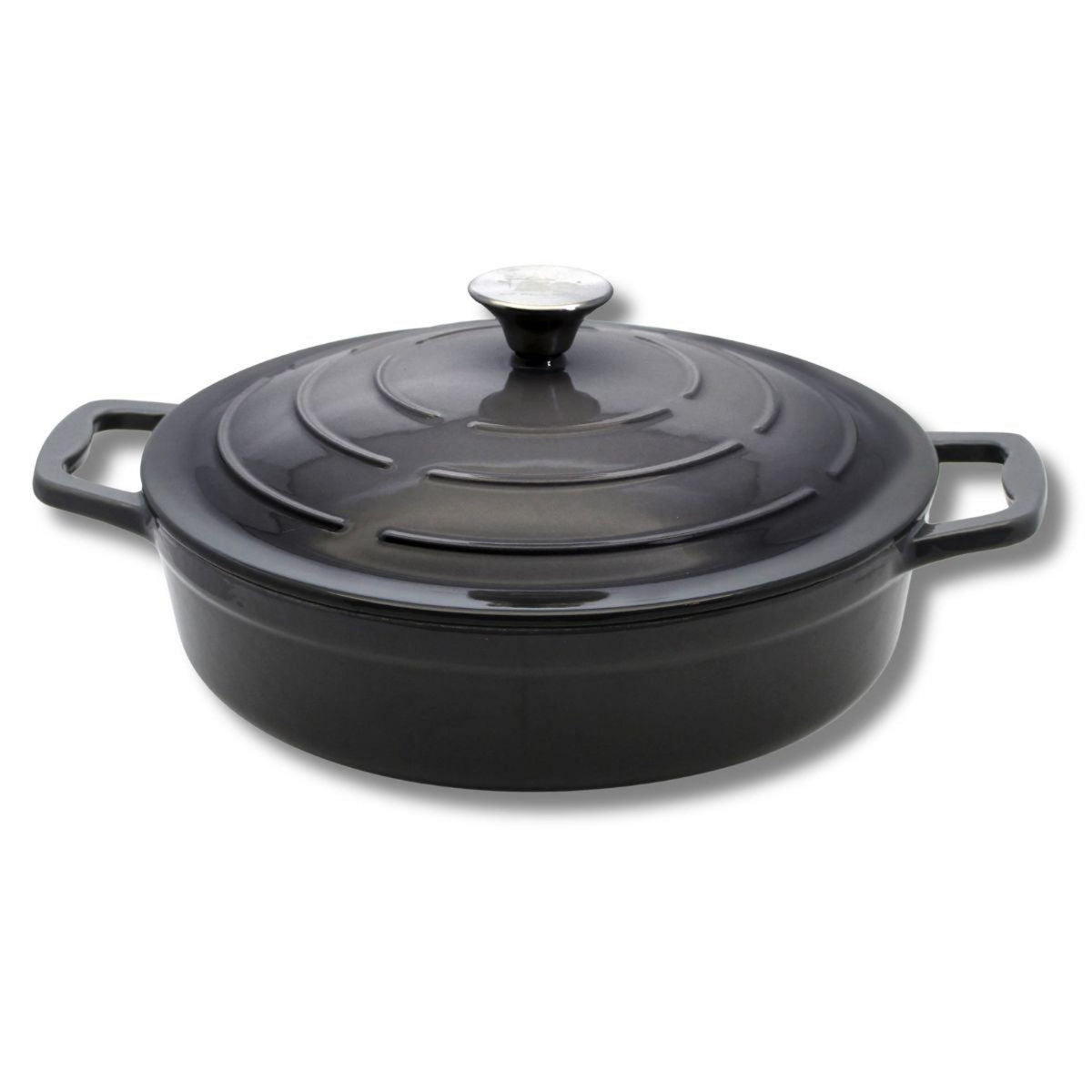 ELO Cocotte en fonte émaillée basse gris classique 28 cm 2,8 L Elo