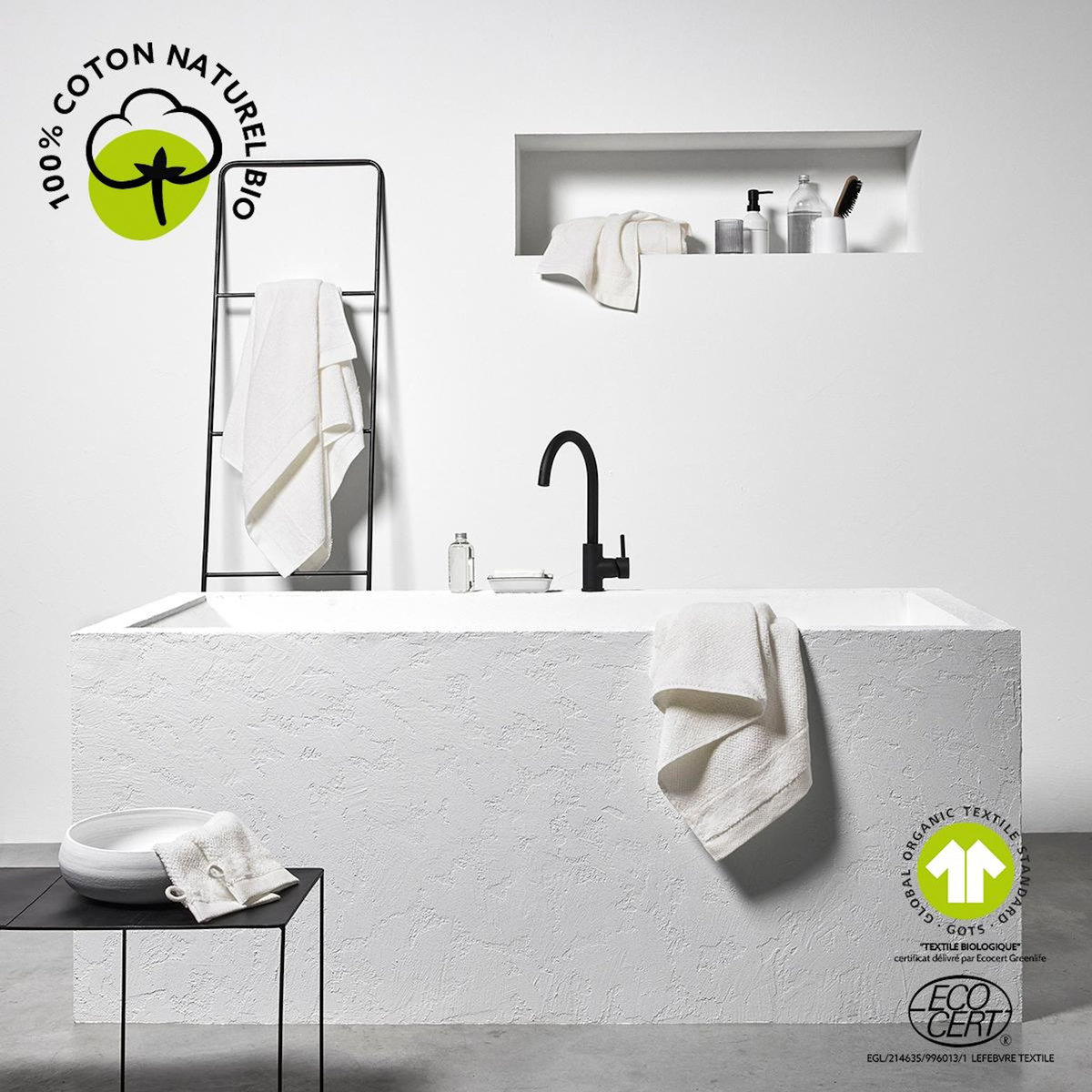 TODAY Serviette de toilette unie en  Coton bio 450 G/M²