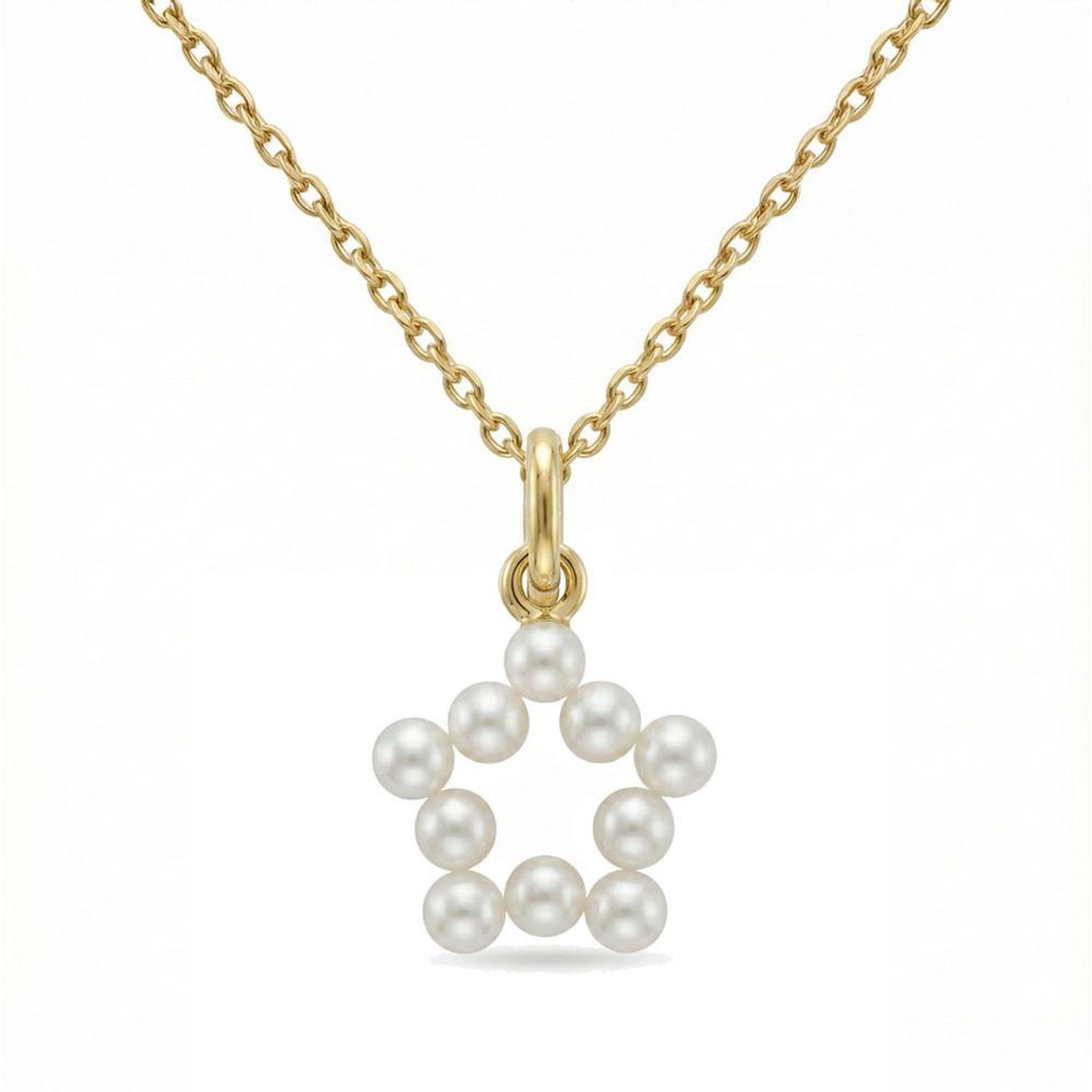 L'ATELIER D'AZUR Pendentif Etoile - Perles et Or Jaune - Chaine Dorée Offerte