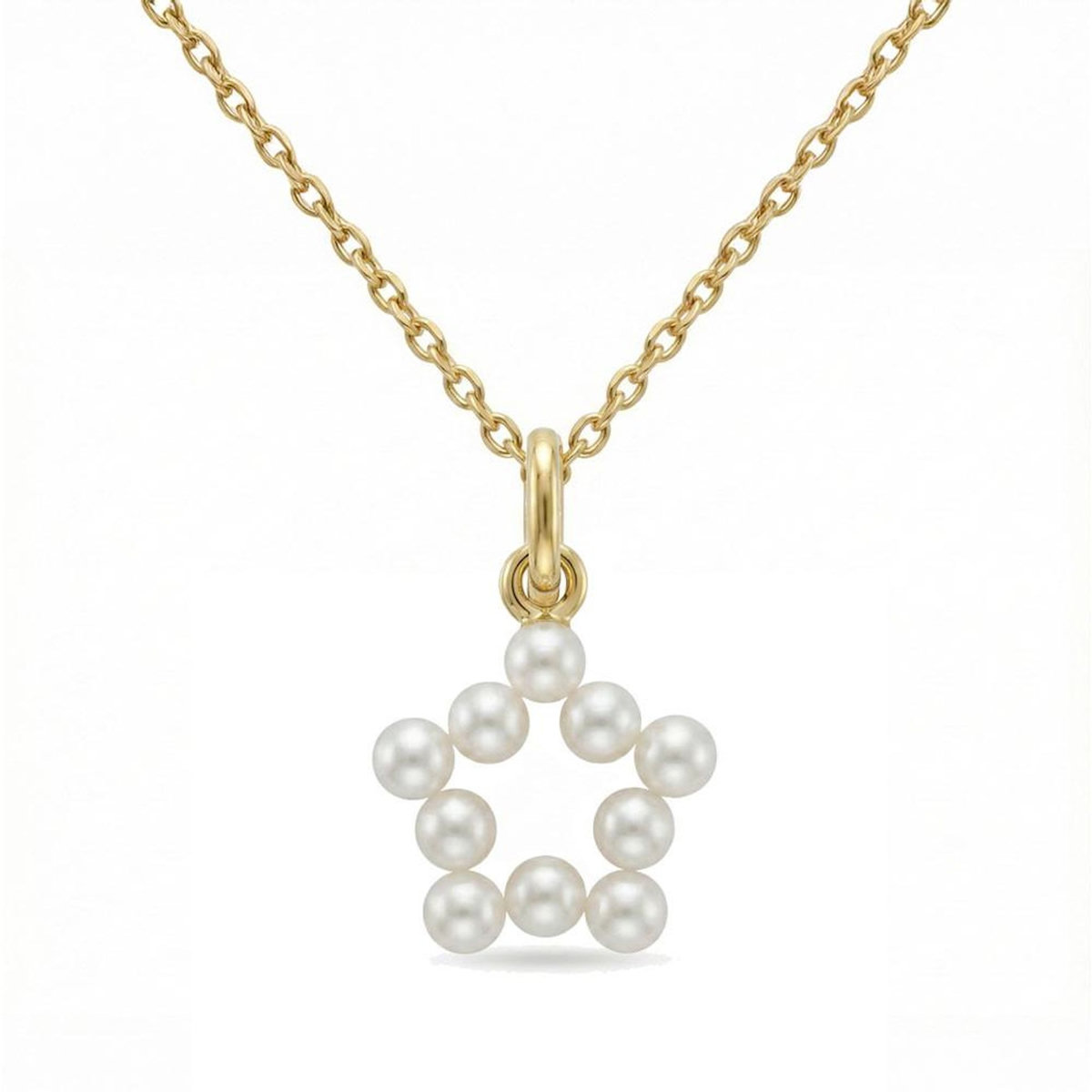 L'ATELIER D'AZUR Pendentif Etoile - Perles et Or Jaune - Chaine Dorée Offerte