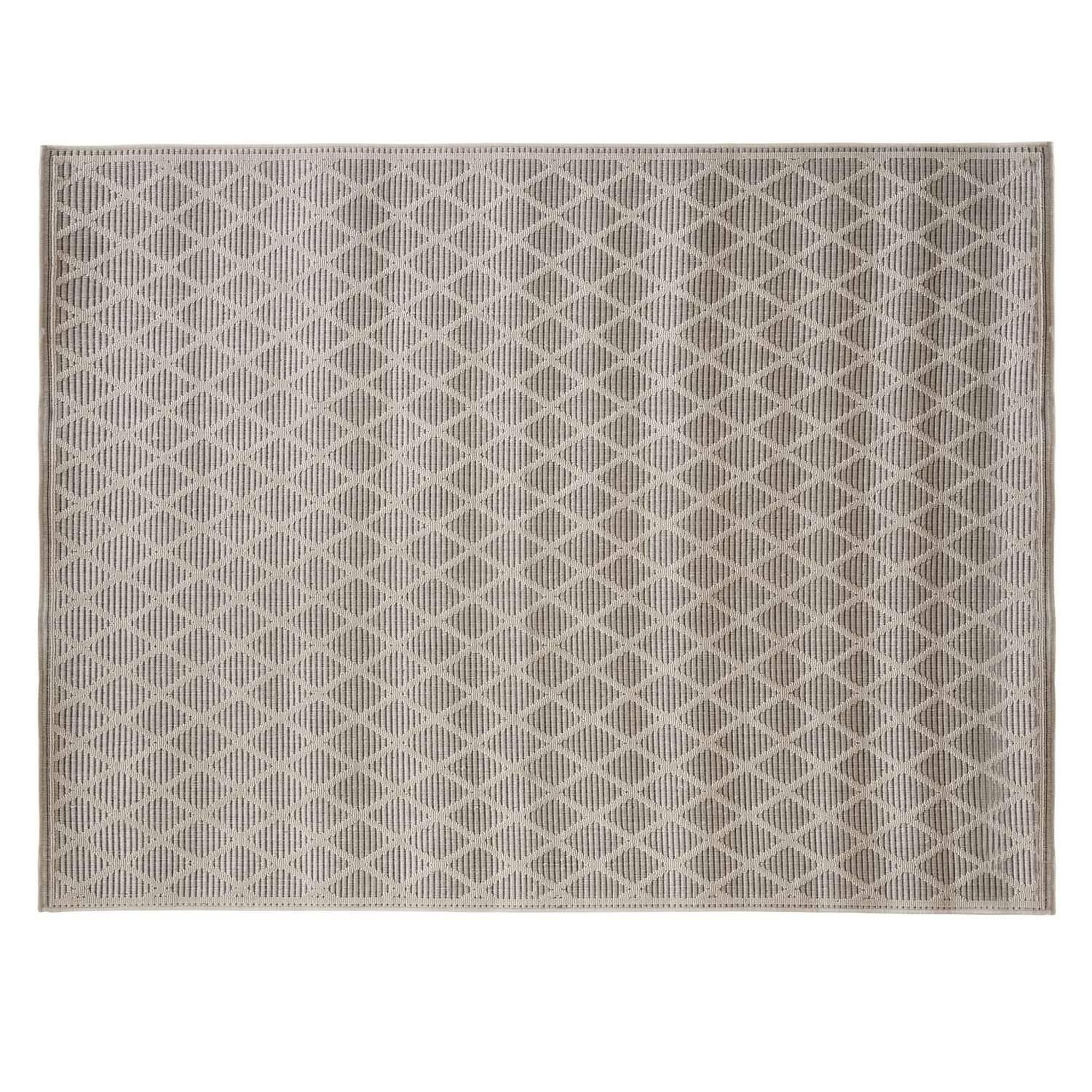 ATMOSPHERA Tapis rectangulaire intérieur et extérieur losange - 120 x 170 cm - noir et blanc