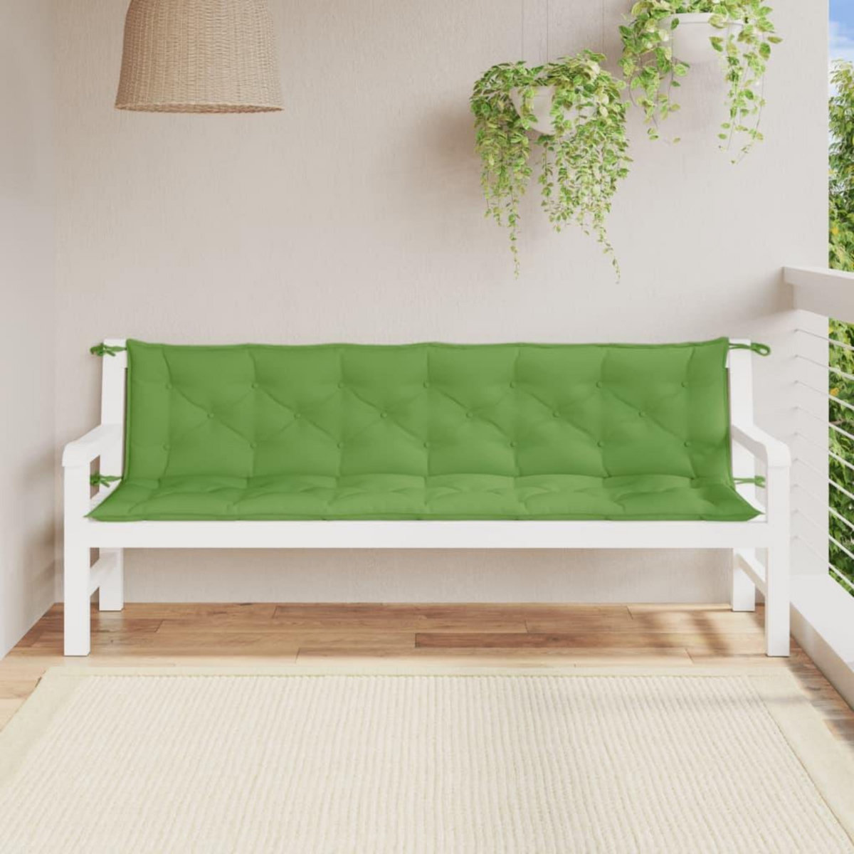 VIDAXL Coussins de banc de jardin lot de 2 vert melange tissu