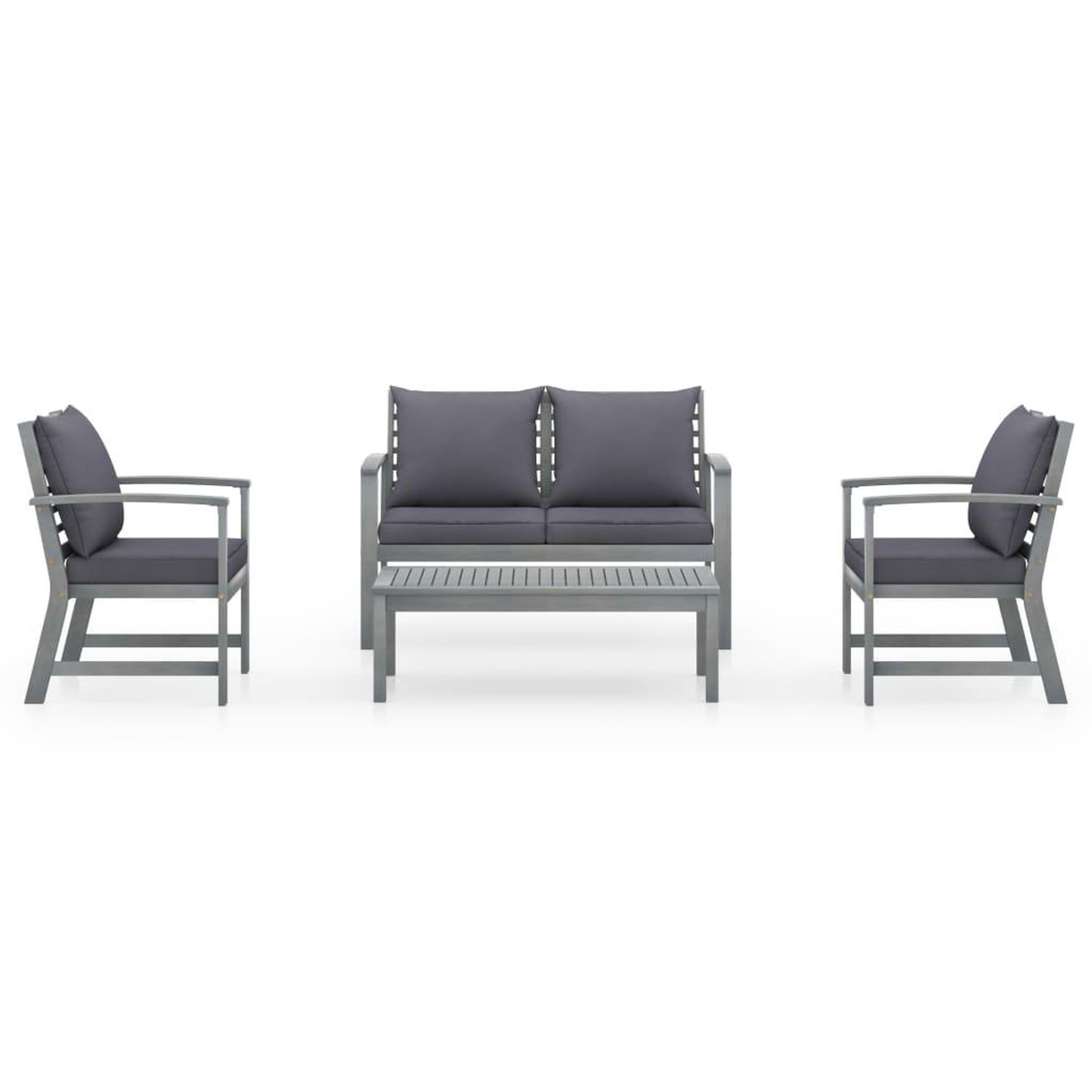 Voir la diapositive 2 : VIDAXL Salon de jardin 4 pcs avec coussins Bois d'acacia solide