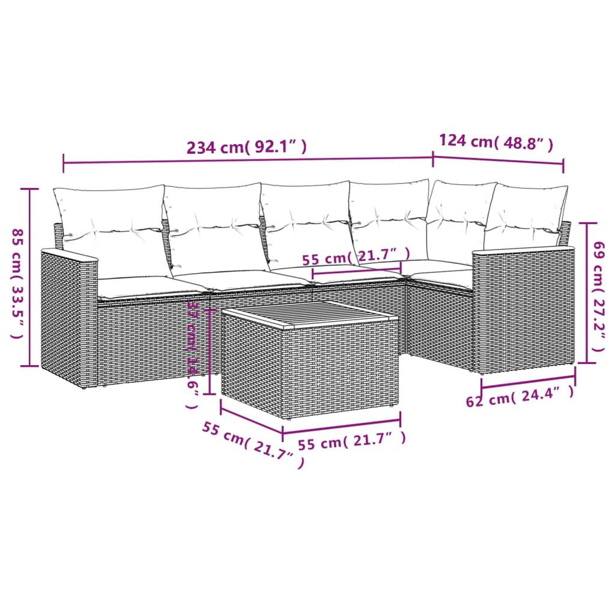 Voir la diapositive 4 : VIDAXL Salon de jardin 6 pcs avec coussins gris resine tressee