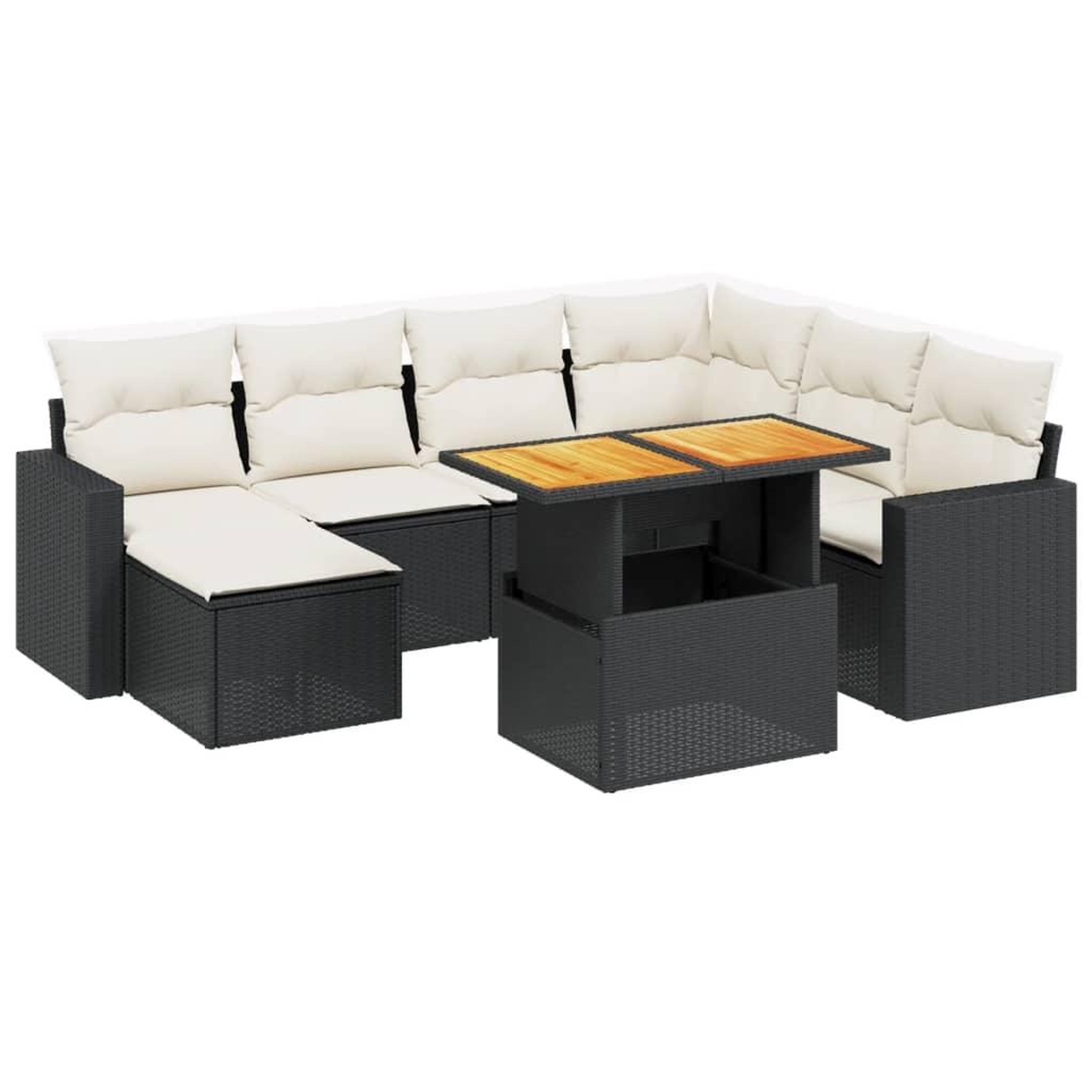 Voir la diapositive 2 : VIDAXL Salon de jardin 8 pcs avec coussins noir resine tressee
