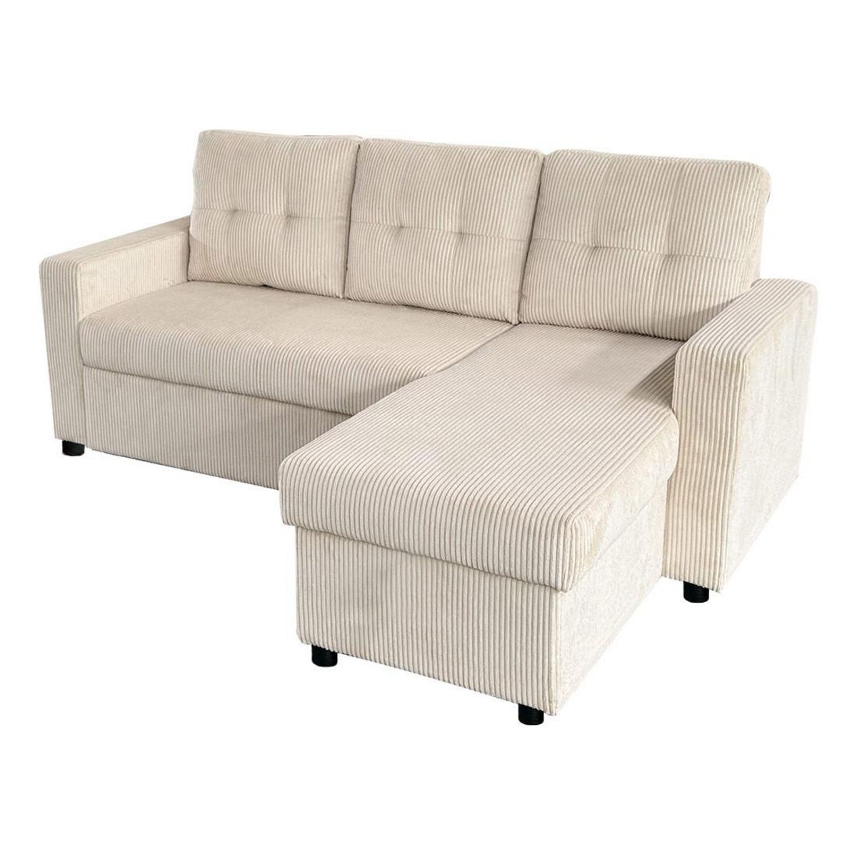 BEST MOBILIER Tulipe - canapé d'angle réversible 4 places convertible avec coffre en velours côtelé