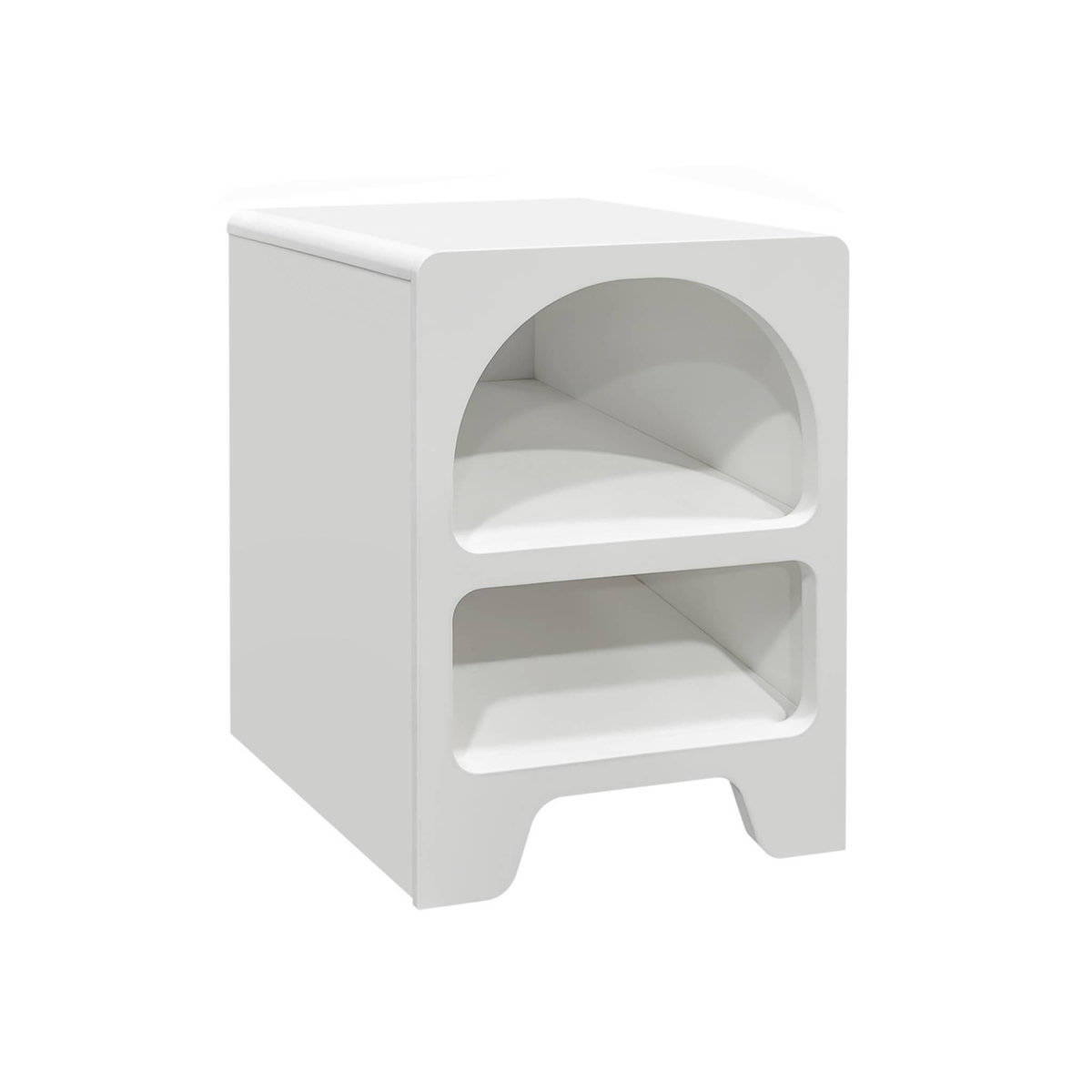 SWEEEK Table de chevet organique effet bois blanc. plusieurs niches 2 compartiments de rangement