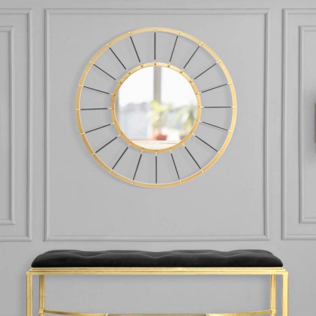 Paris Prix Miroir Mural Déco  Blake  81cm Or & Noir