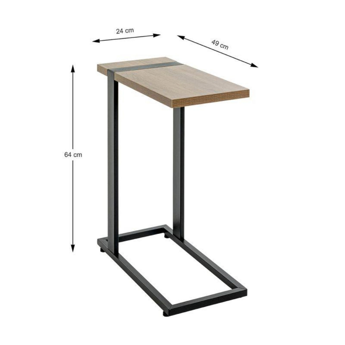 Paris Prix Table d'Appoint  Miranda  64cm Chêne Foncé & Noir