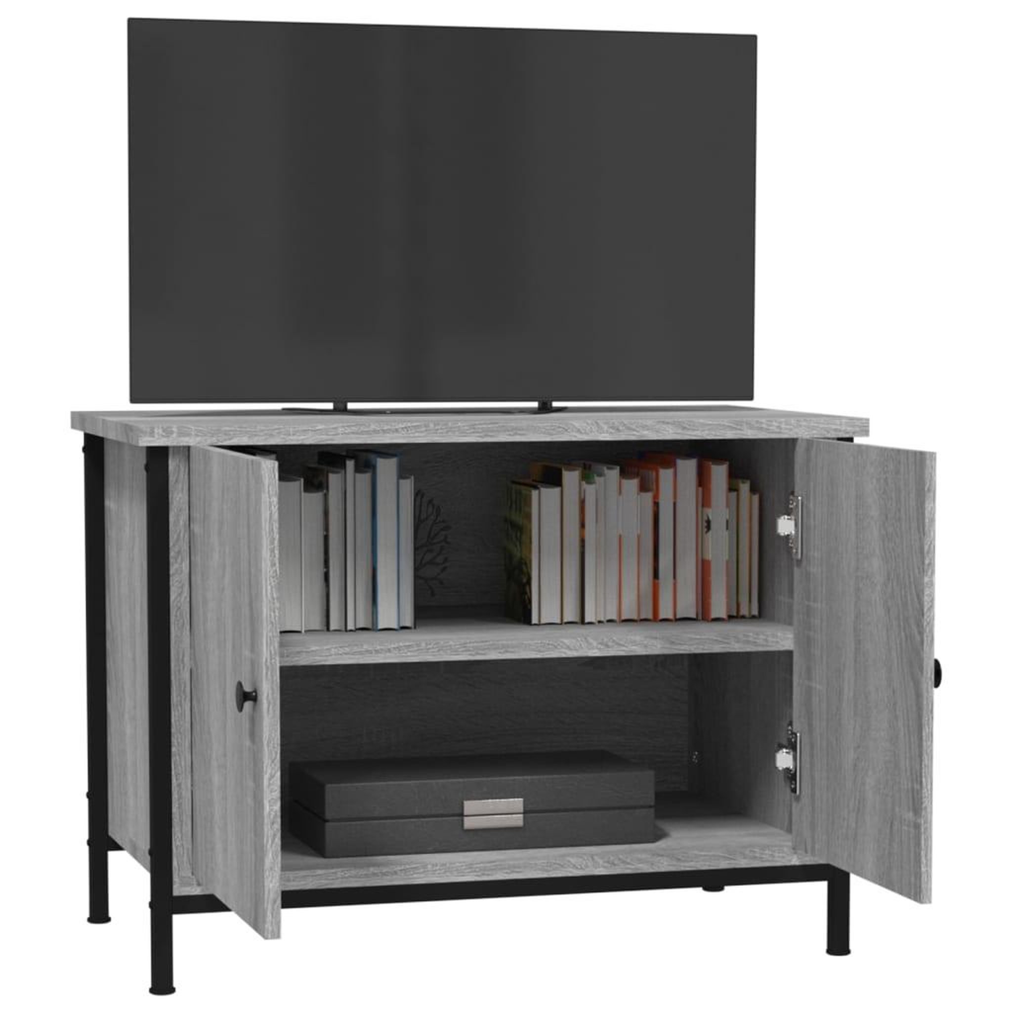 Voir la diapositive 4 : VIDAXL Meuble TV avec portes sonoma gris 60x35x45 cm bois d'ingenierie