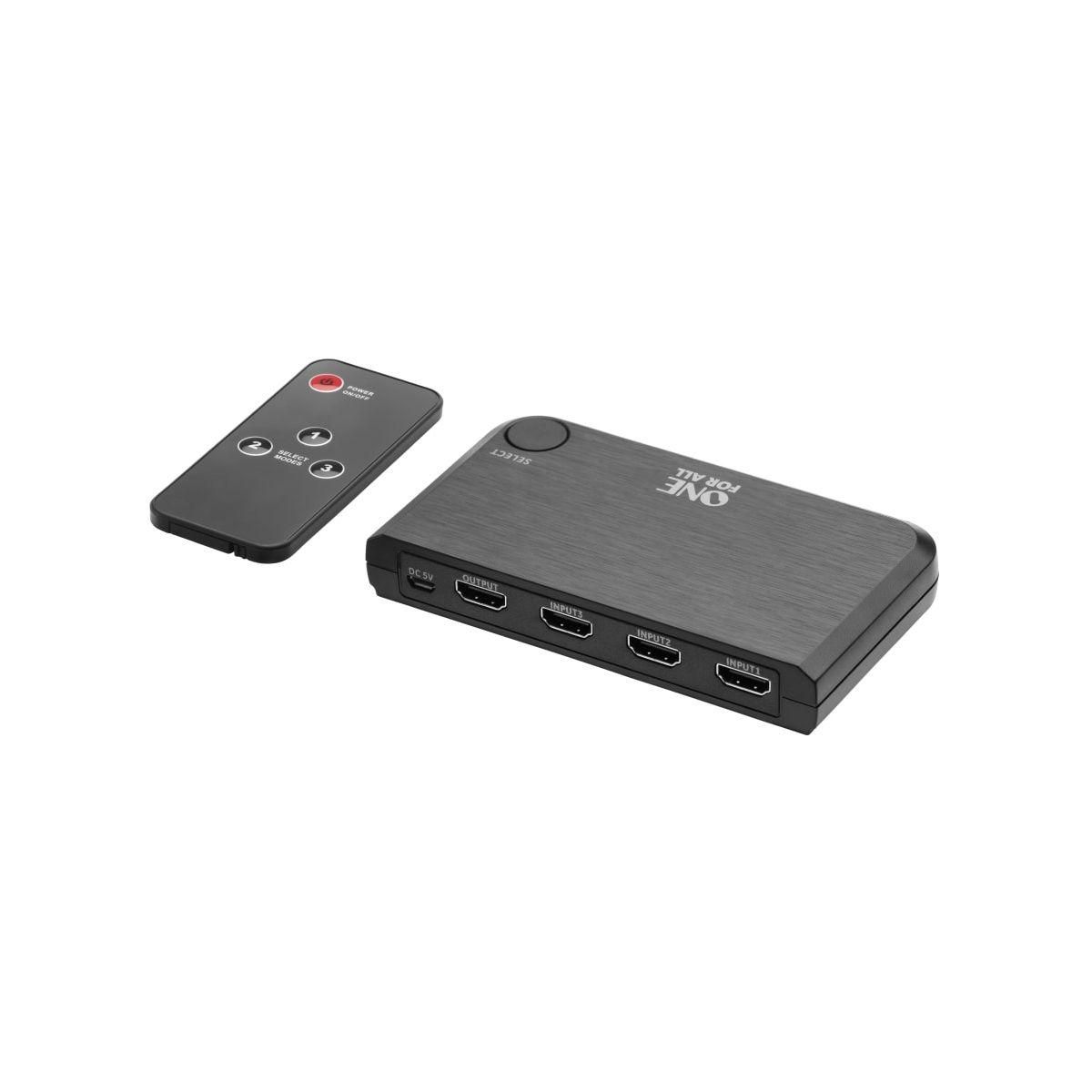 One For All Switch HDMI HDMI TV 3 entrees 4K
