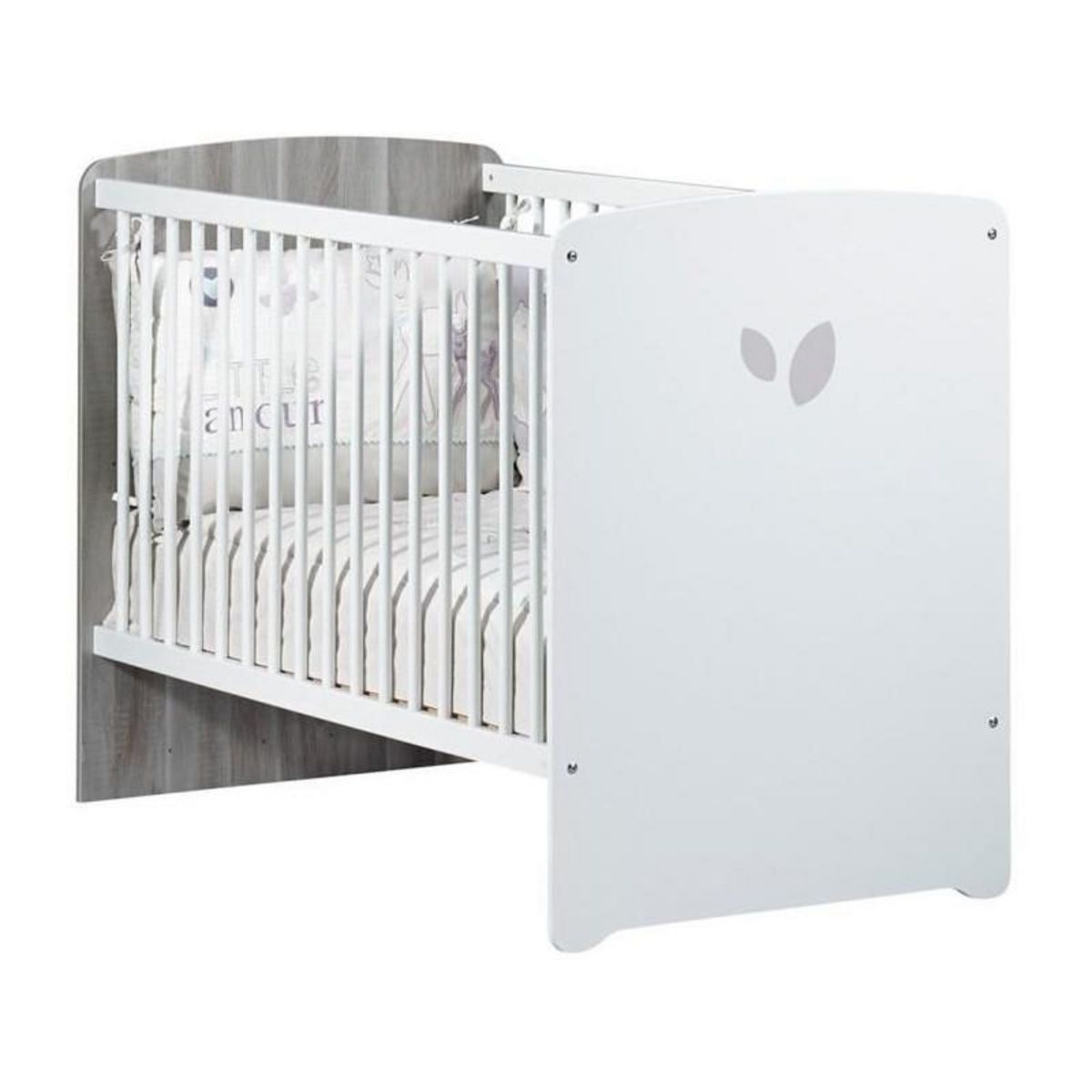 BABY PRICE Chambre bébé trio Leaf: lit 120x60, commode a langer et armoire - Babyprice - Blanc