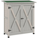 OUTSUNNY Abri de jardin armoire de jardin sur pied dim. 110L x 55l x 117H cm 2 étagères 2 portes toit bitumé bois sapin pré-huilé gris clair