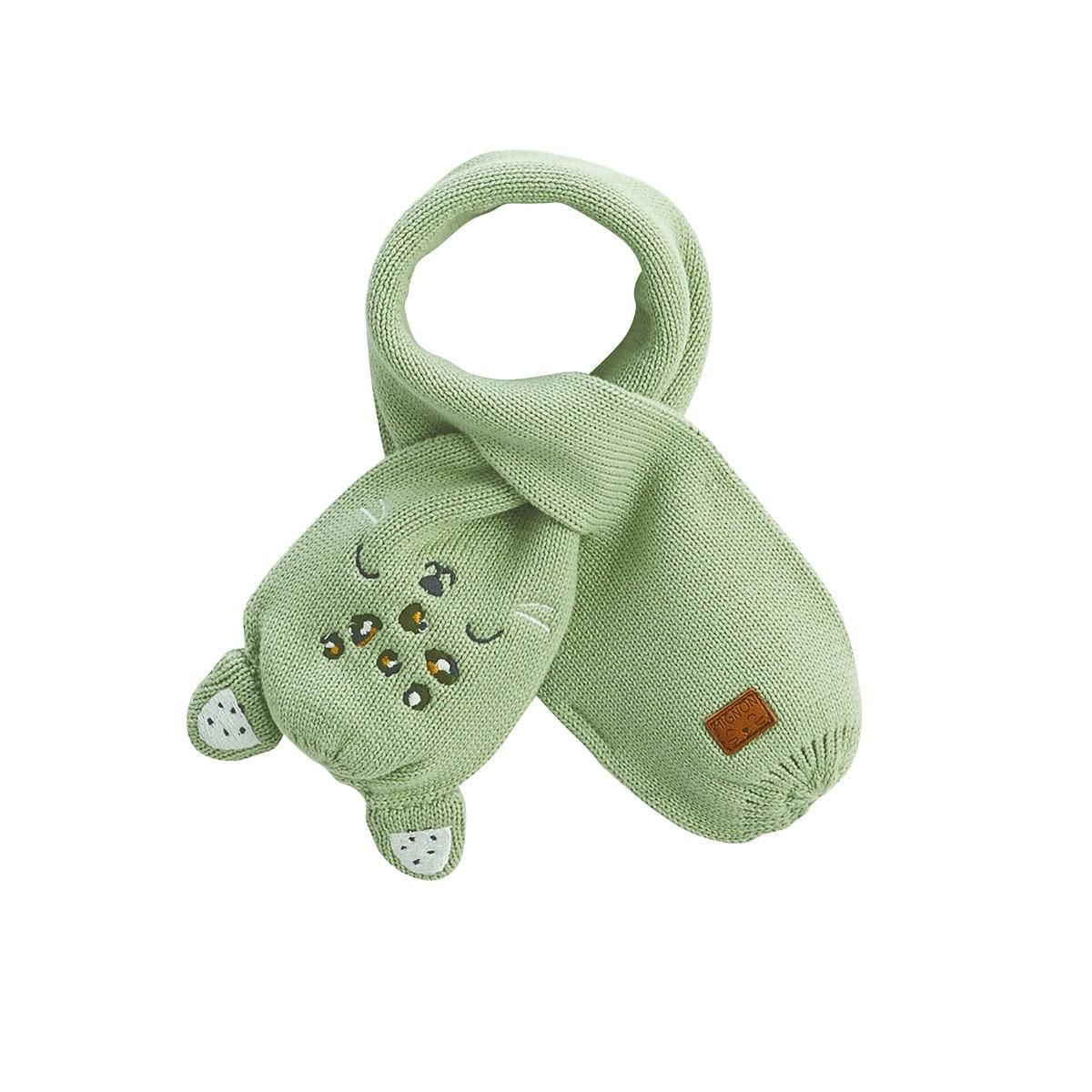 Petit Béguin Ensemble bonnet, moufles et écharpe bébé en tricot Boavista