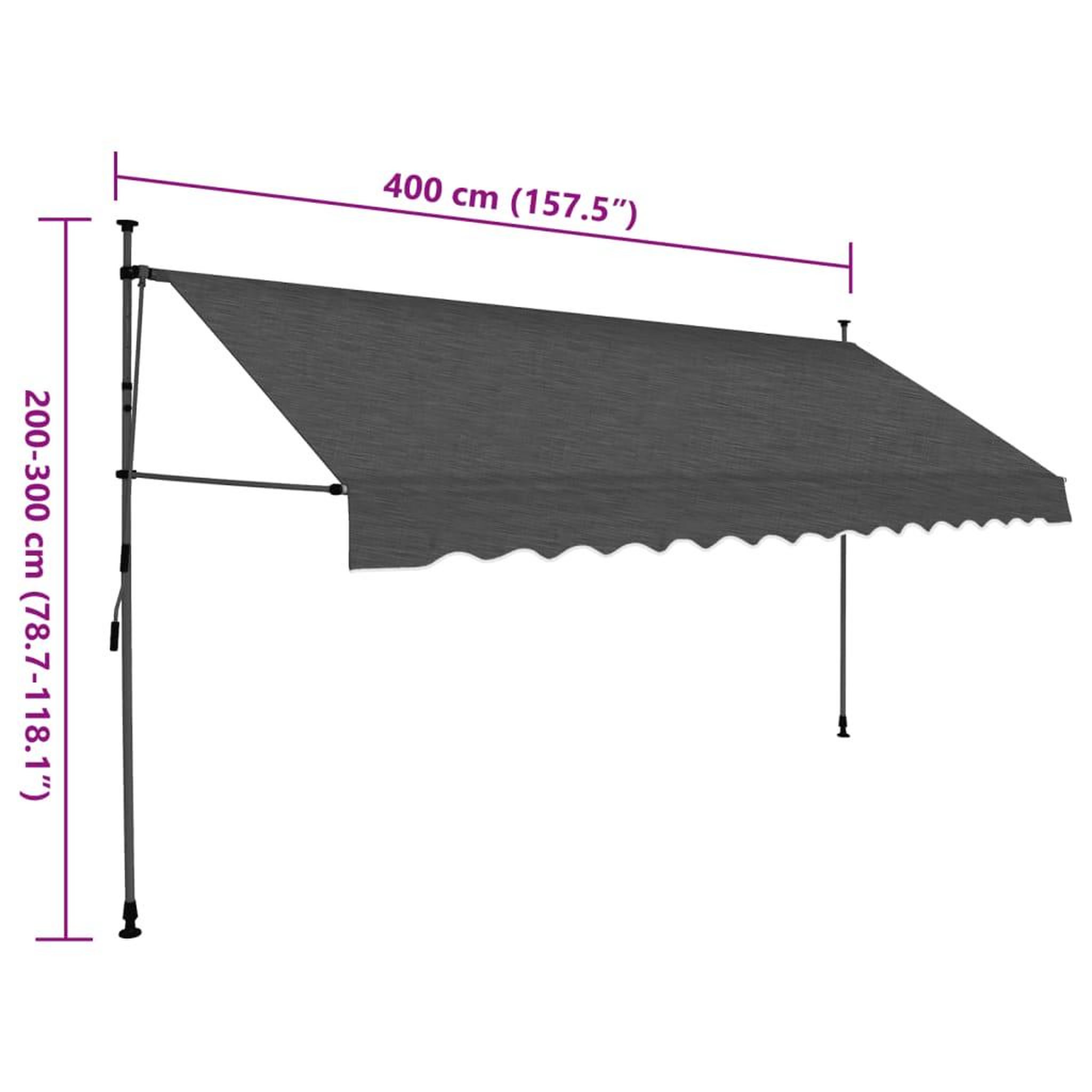 Voir la diapositive 6 : VIDAXL Auvent manuel retractable avec LED 400 cm Anthracite